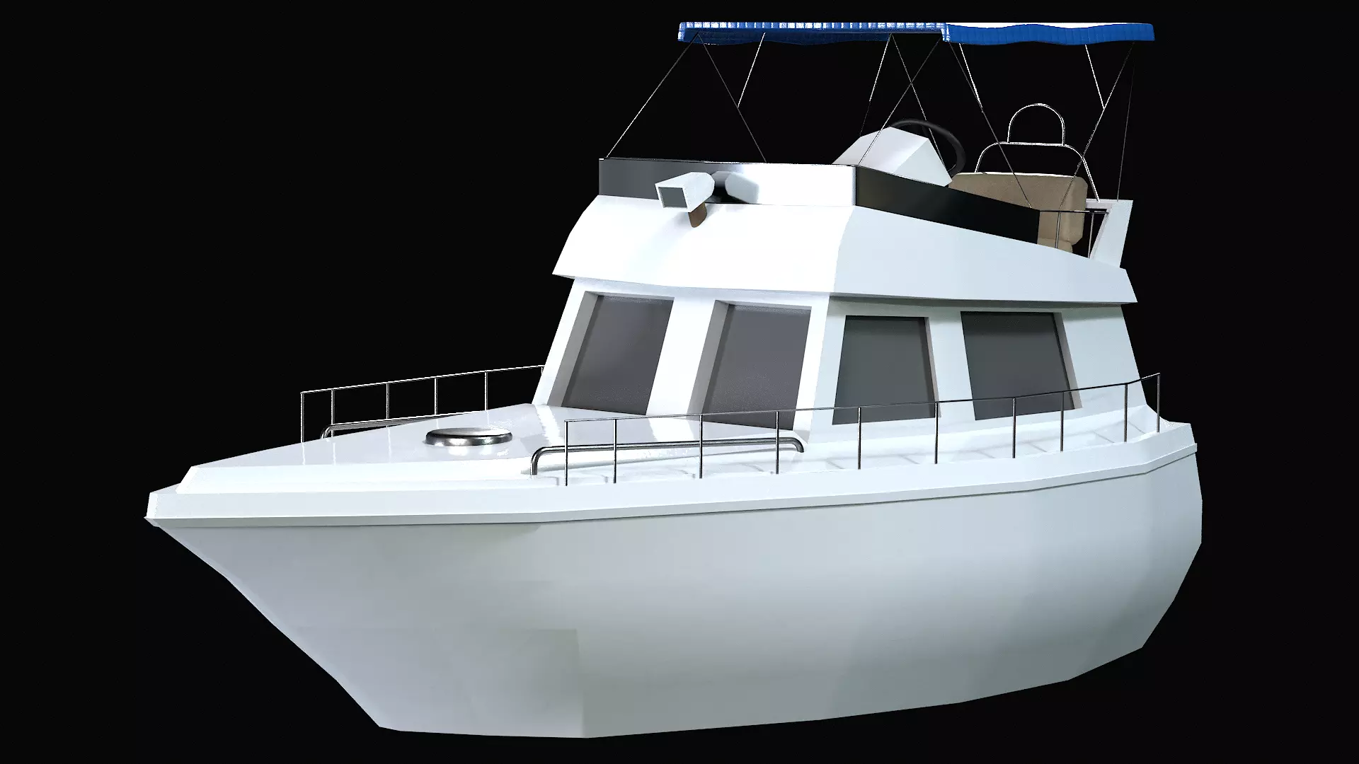 Sailing yacht Low-poly 3D model_6