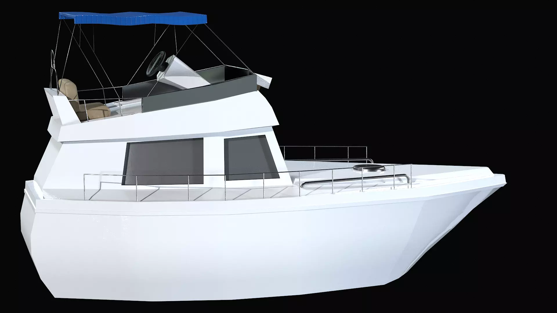 Sailing yacht Low-poly 3D model_4