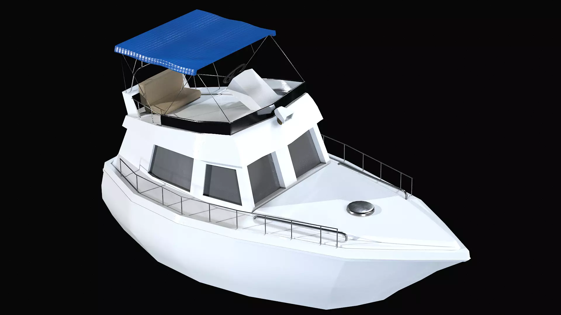 Sailing yacht Low-poly 3D model_5