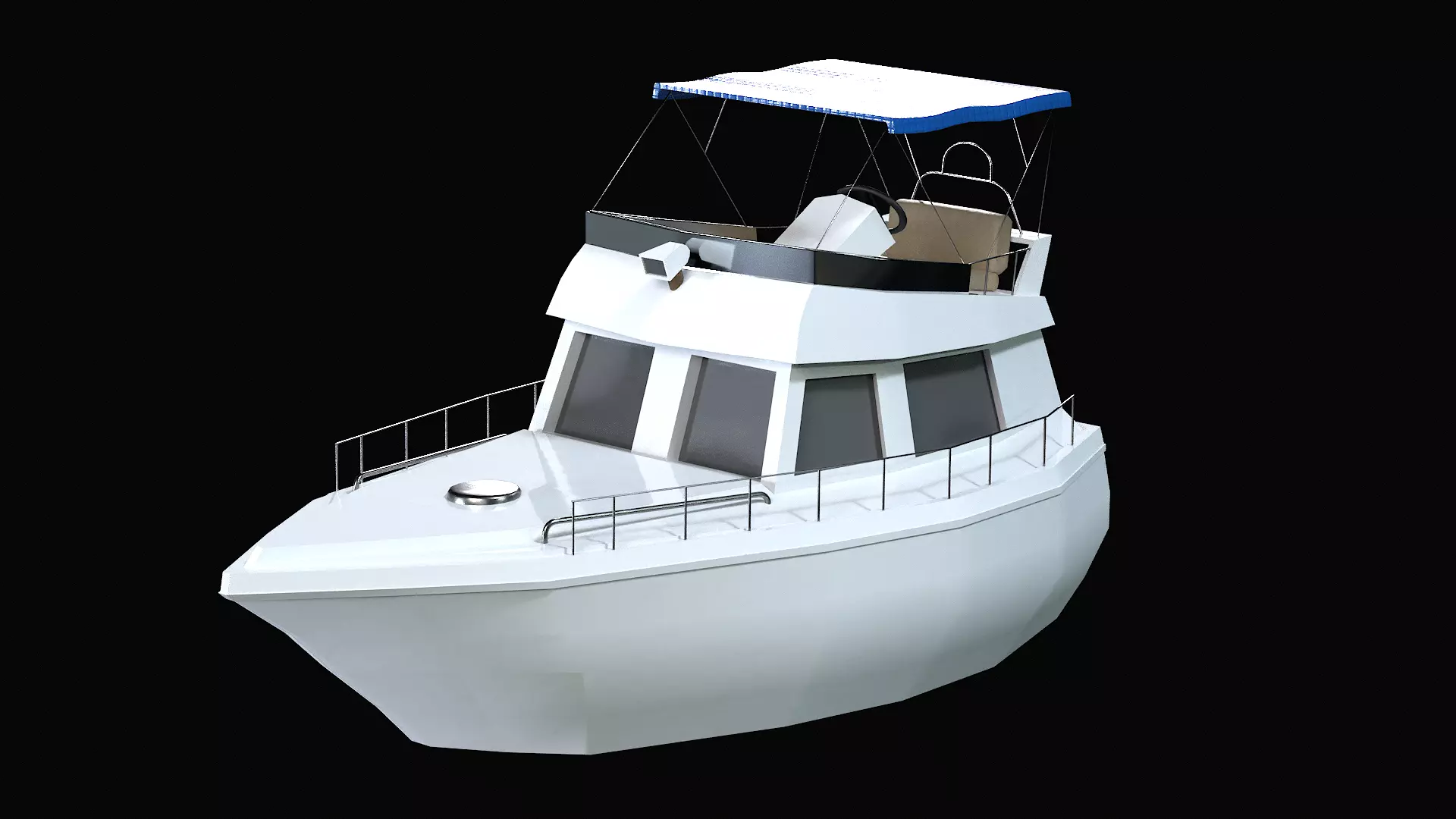 Sailing yacht Low-poly 3D model_1