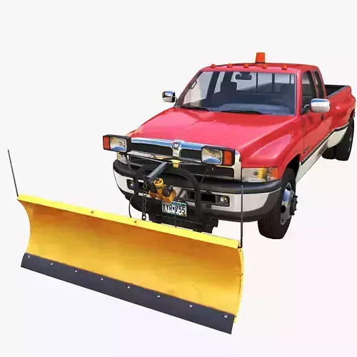 Dodge Ram 1995 3500 snow plow Low-poly 3D model