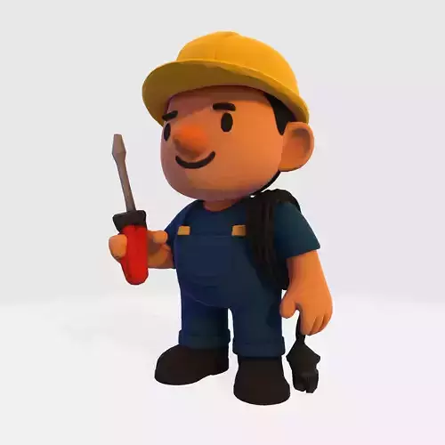 Electrician Worker  3D Printable Character Model 3D print model