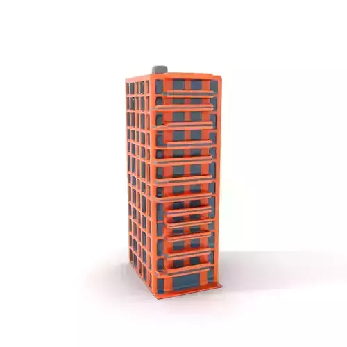 Modern Orange Skyscraper model pack Low-poly 3D model
