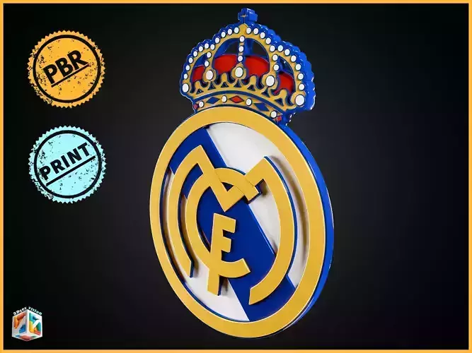 Real Madrid football team logo Emblem  - Cinematic - 3D print