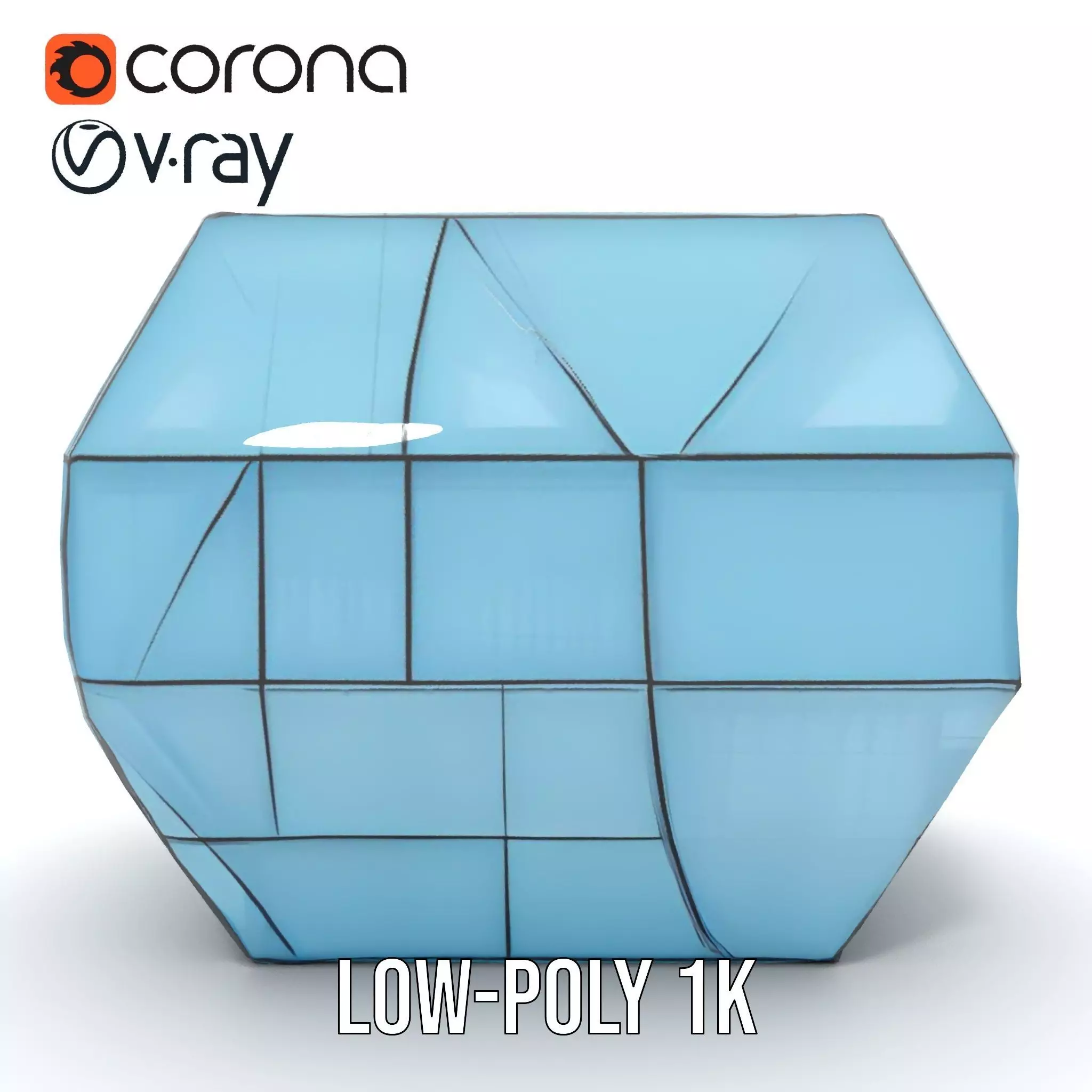 Futuristic Glass Pavilion model pack Low-poly 3D model_9