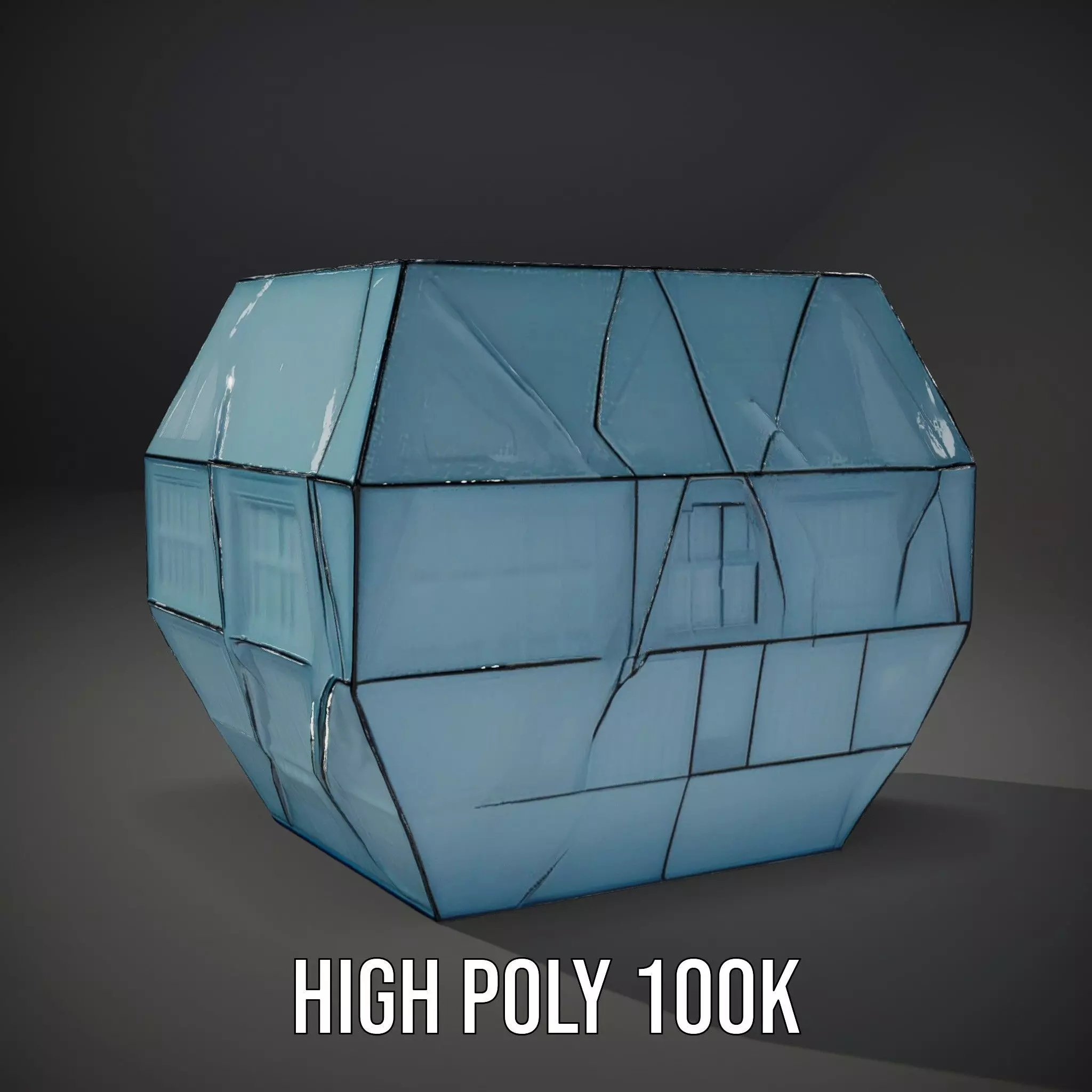 Futuristic Glass Pavilion model pack Low-poly 3D model_8