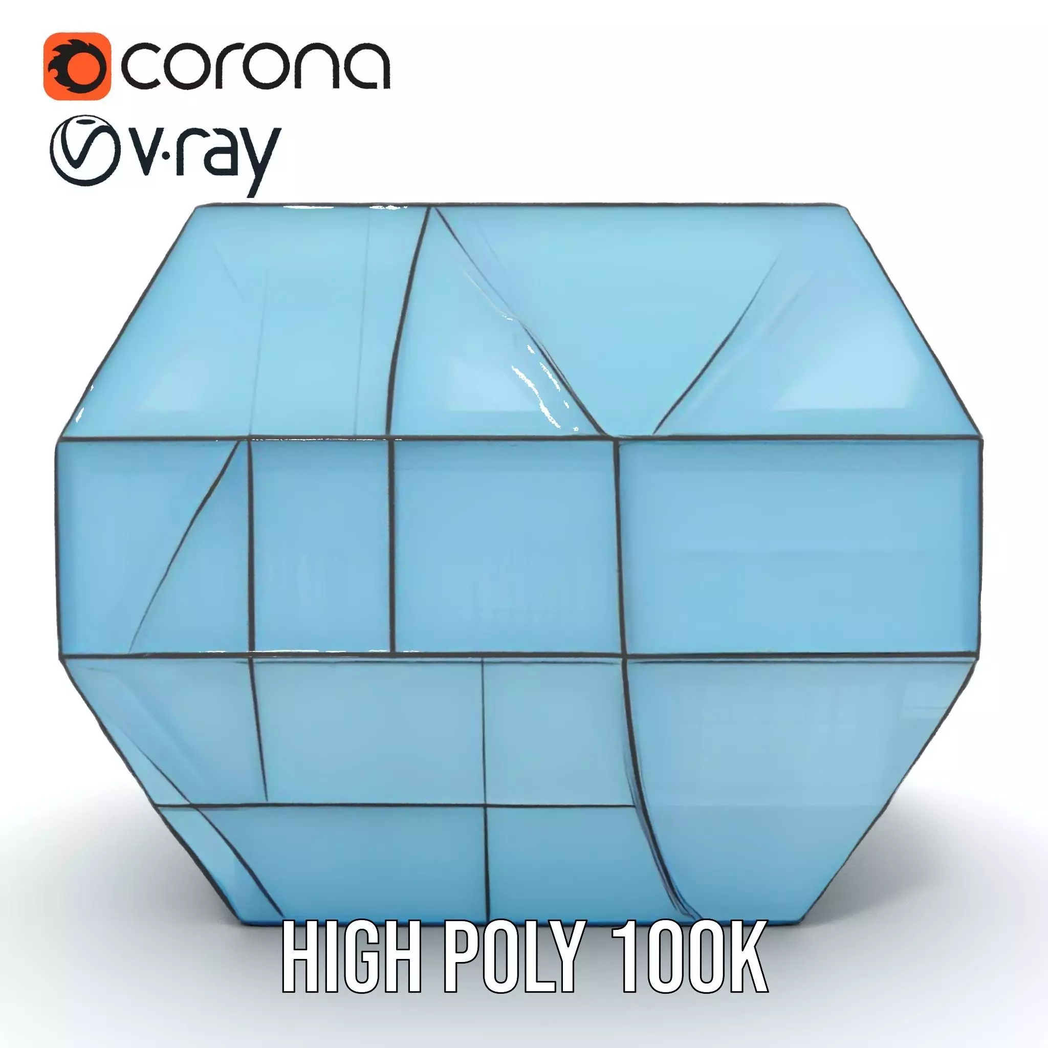 Futuristic Glass Pavilion model pack Low-poly 3D model_22