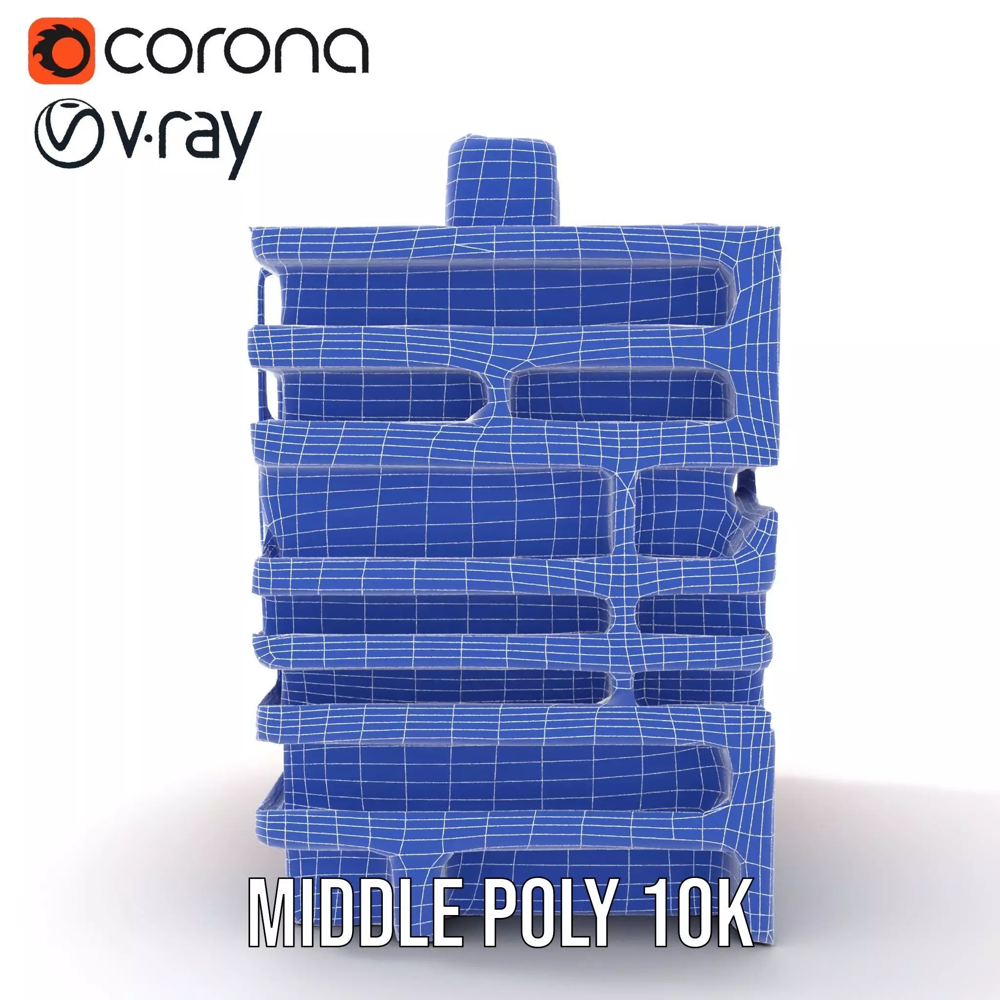 Modern Orange Building model pack Low-poly 3D model_11