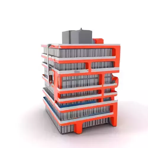 Modern Orange Building model pack Low-poly 3D model