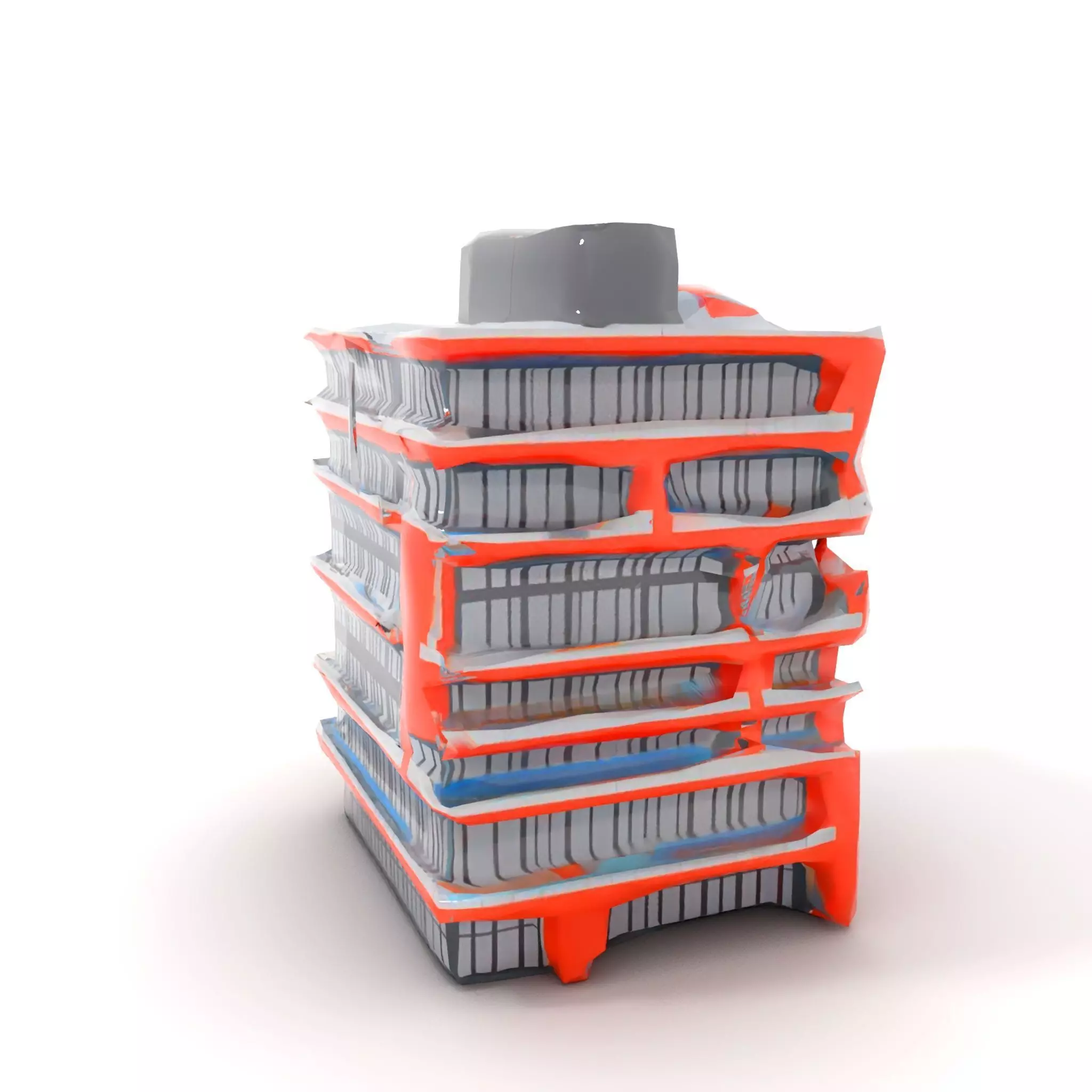 Modern Orange Building model pack Low-poly 3D model_14