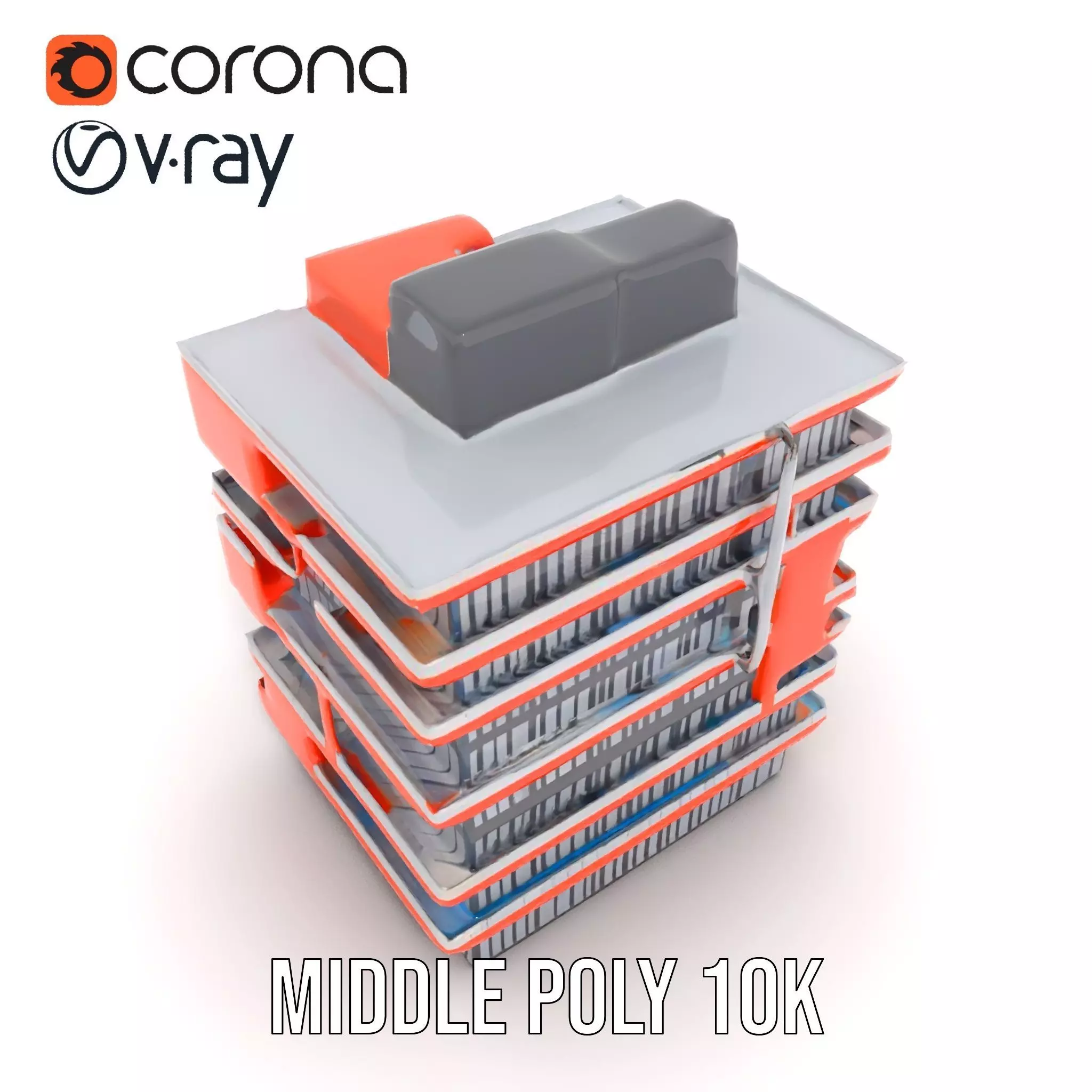 Modern Orange Building model pack Low-poly 3D model_15