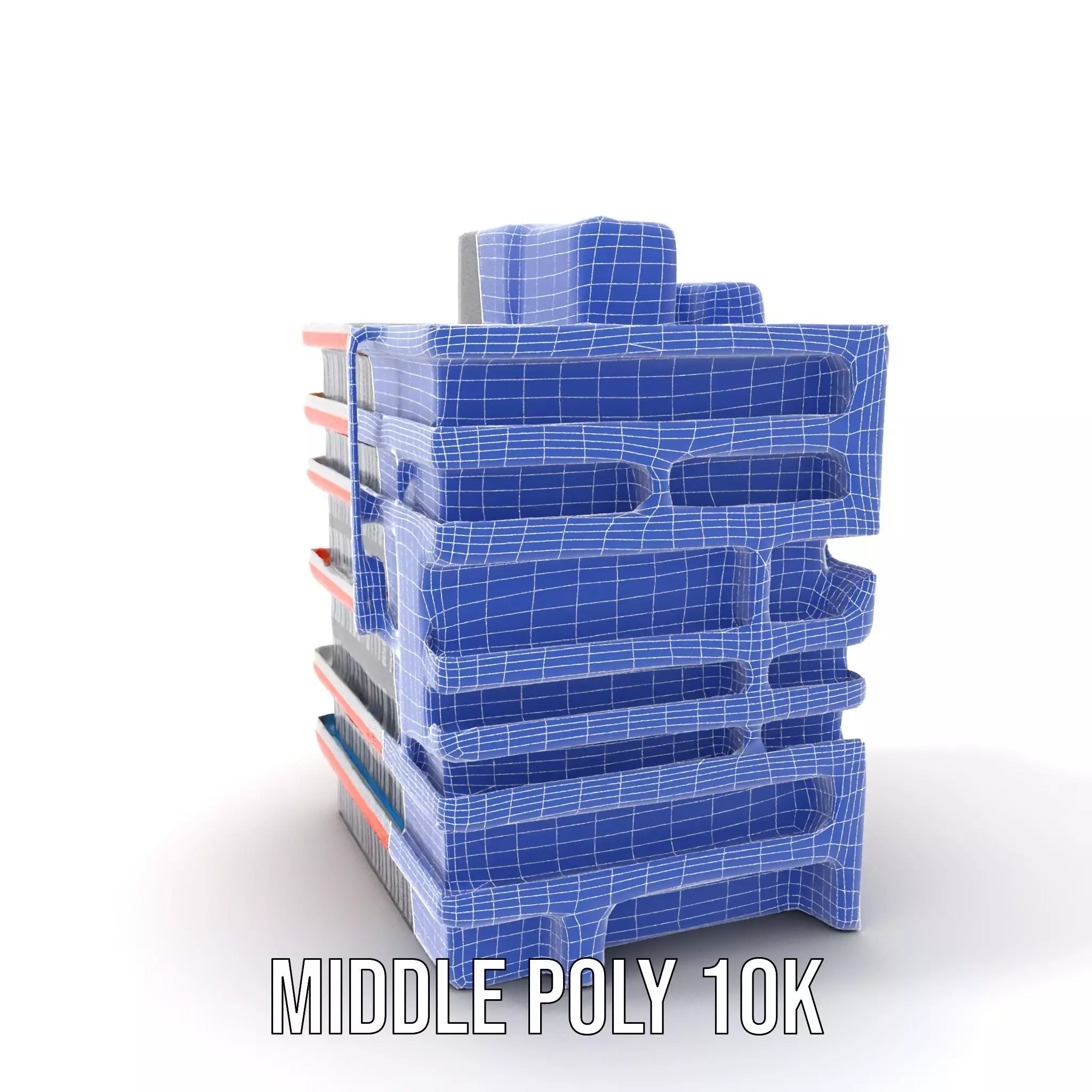 Modern Orange Building model pack Low-poly 3D model_5