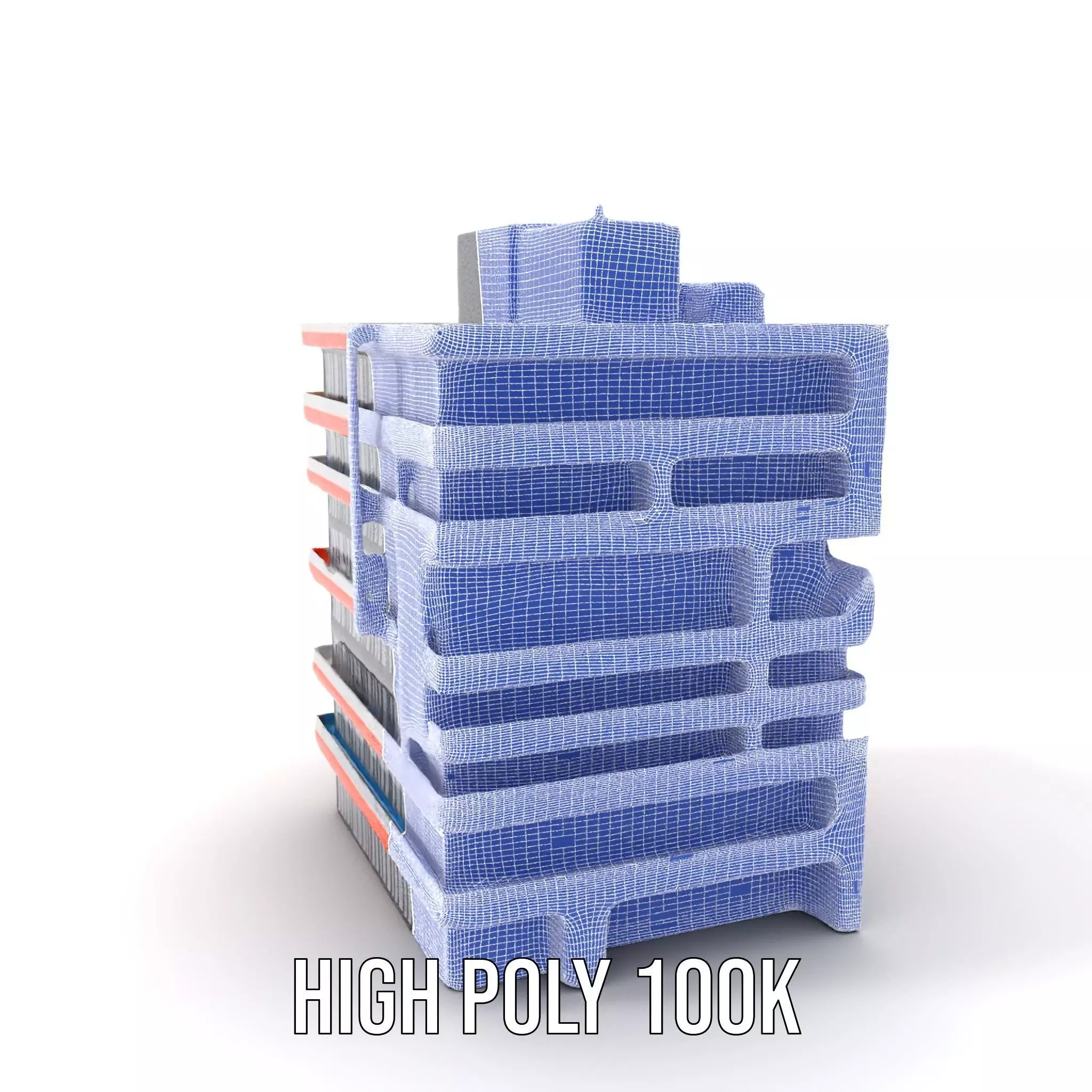 Modern Orange Building model pack Low-poly 3D model_4