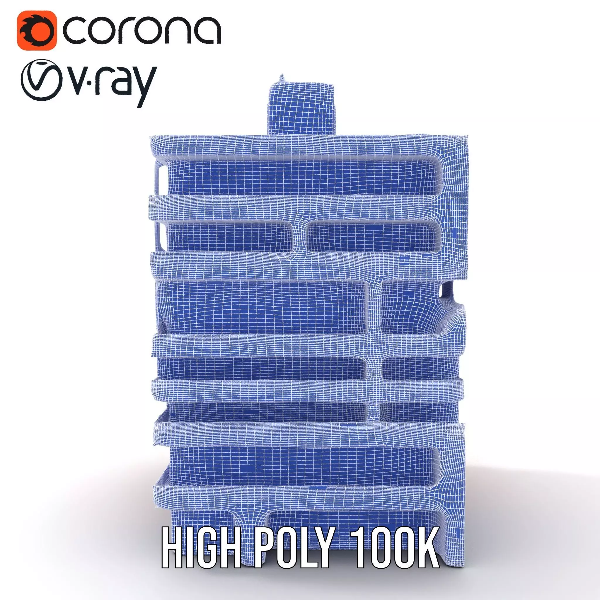 Modern Orange Building model pack Low-poly 3D model_33