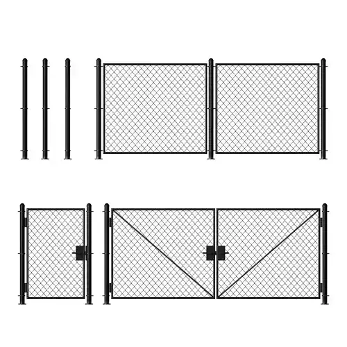 Metal mesh fence gate and wicket