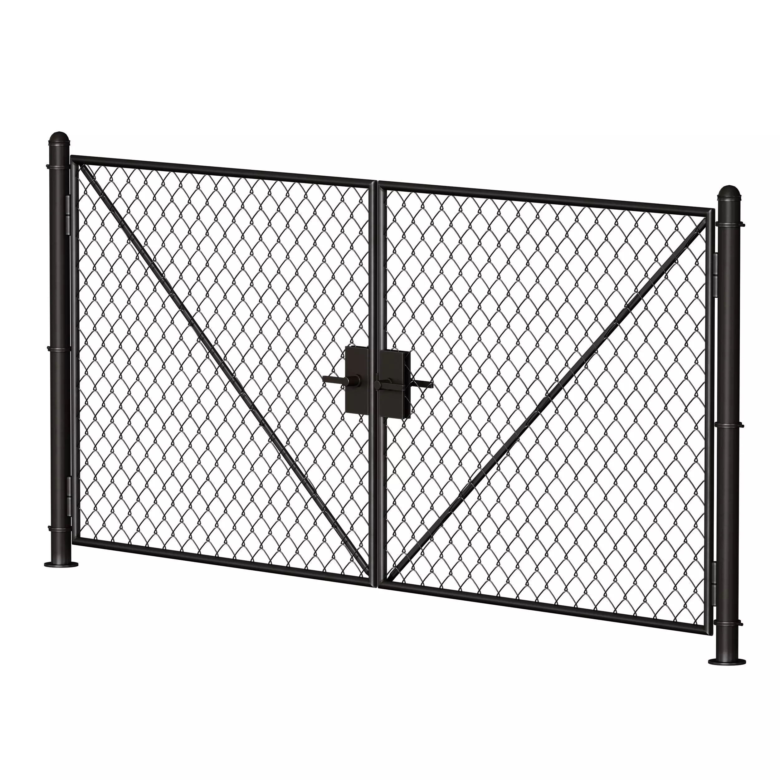 Metal mesh fence gate and wicket 3D model_9