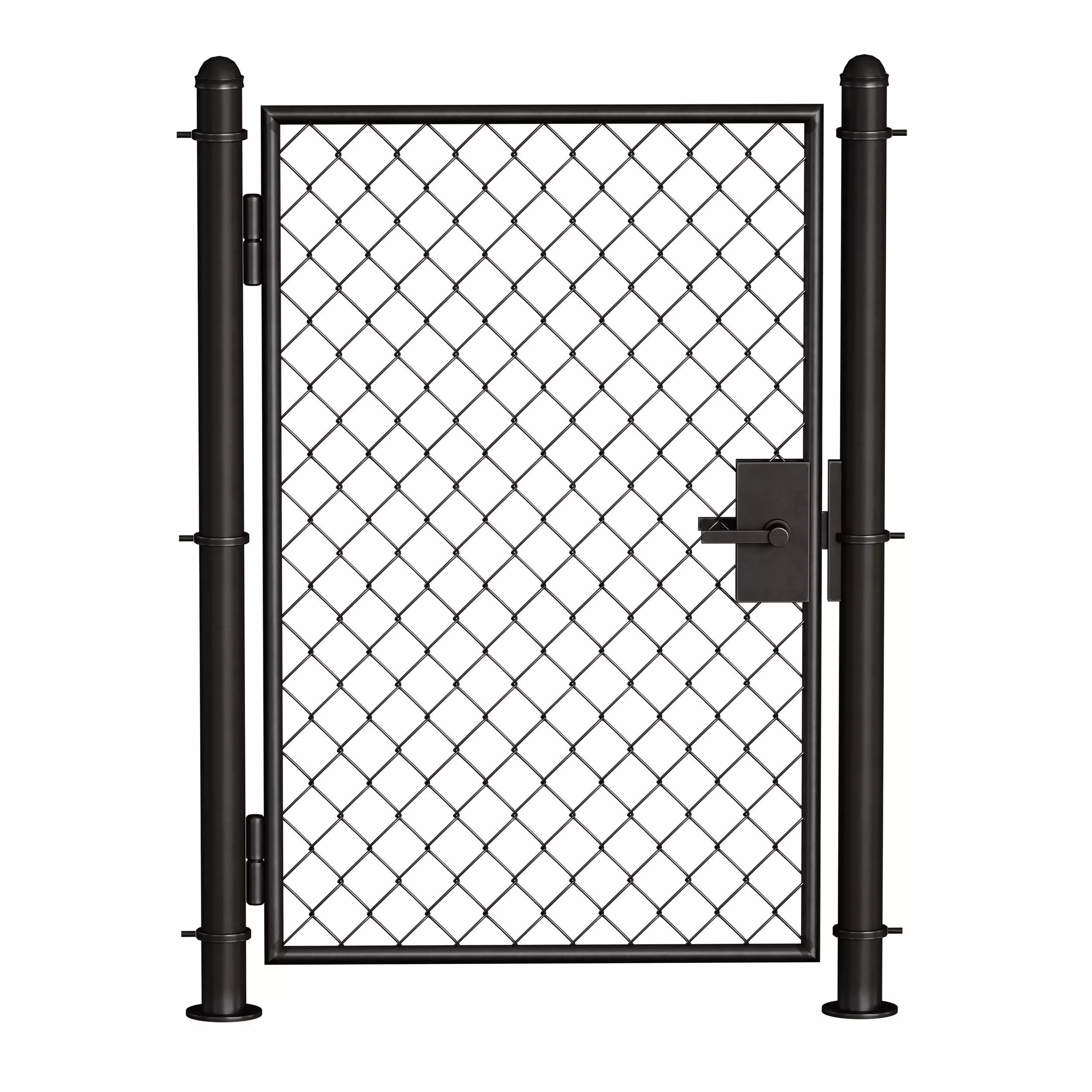 Metal mesh fence gate and wicket 3D model_6