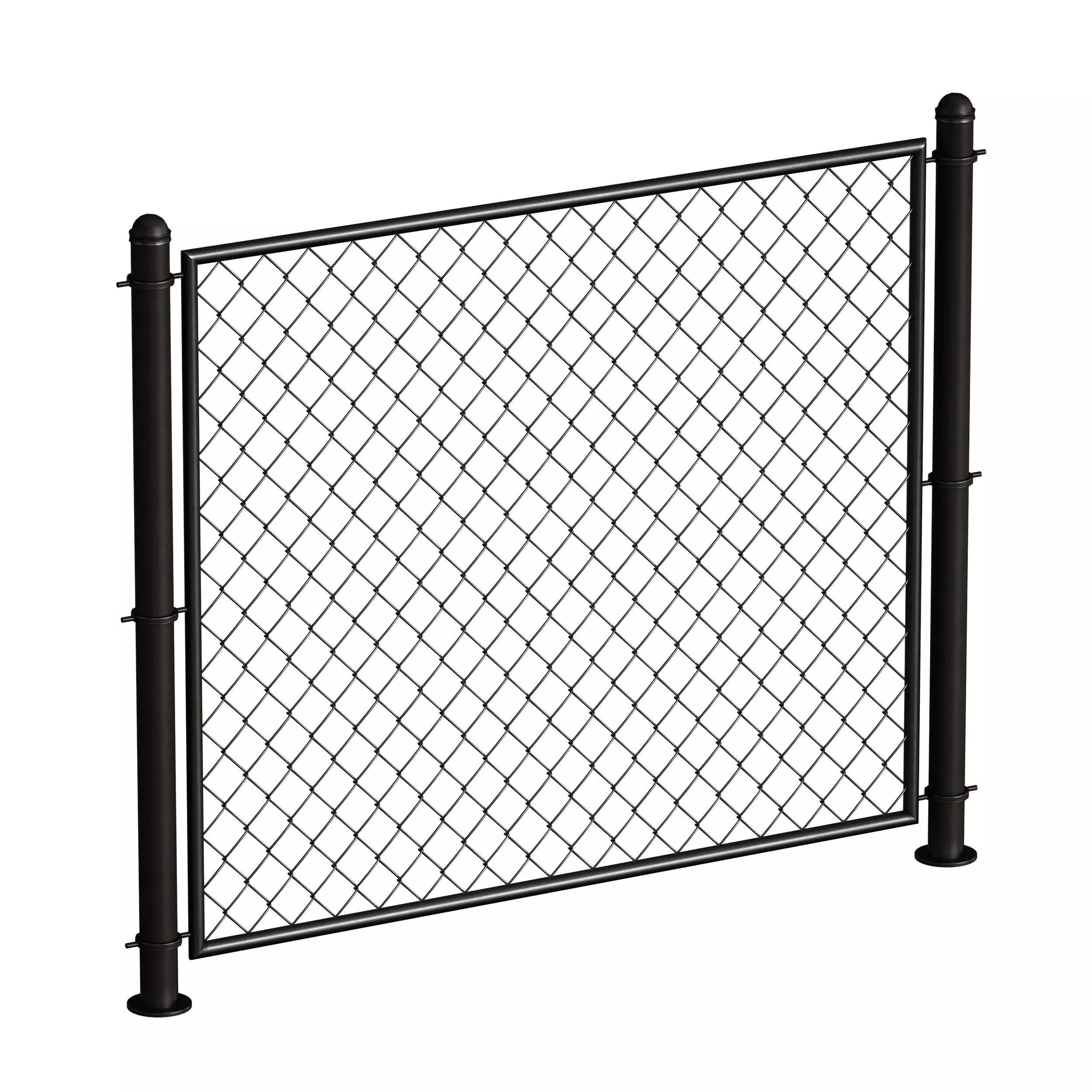 Metal mesh fence gate and wicket 3D model_2