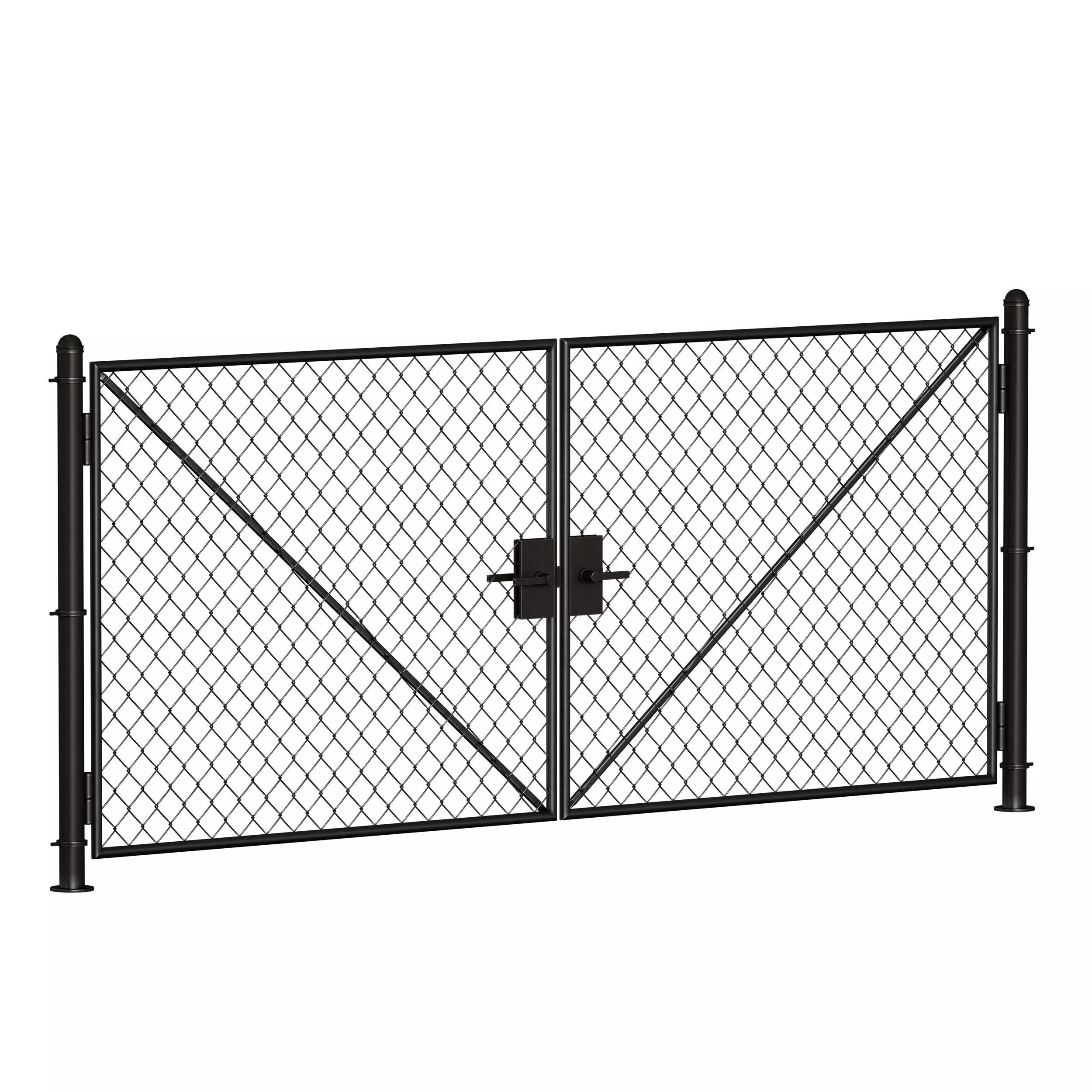 Metal mesh fence gate and wicket 3D model_8