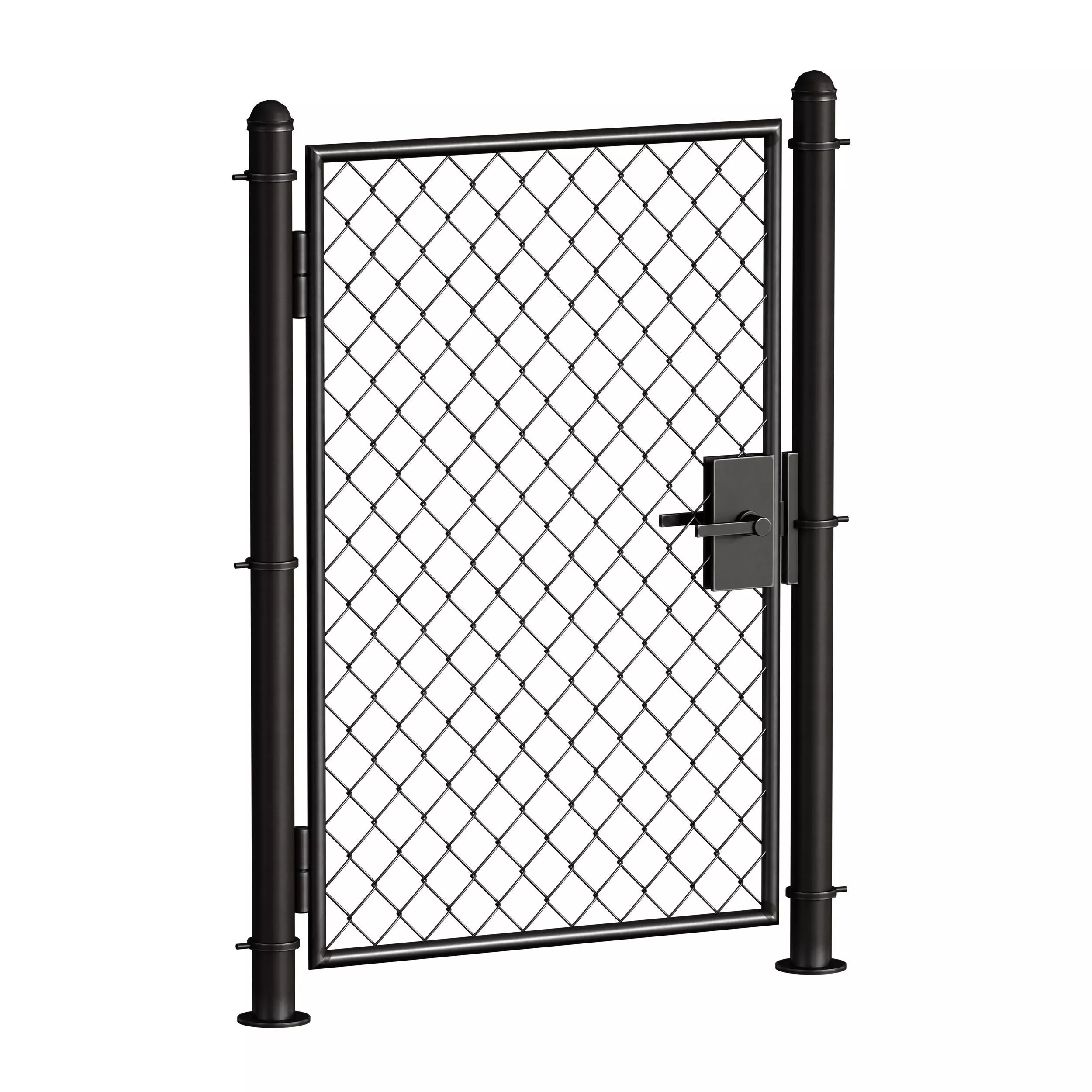 Metal mesh fence gate and wicket 3D model_5