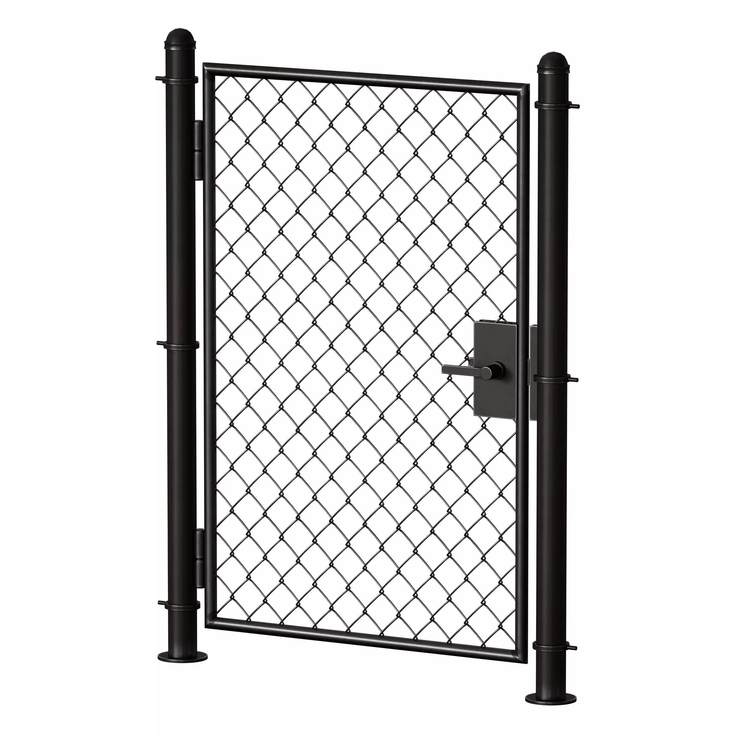 Metal mesh fence gate and wicket 3D model_7