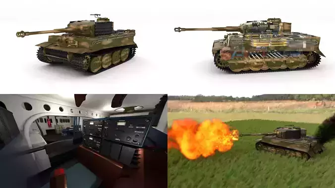Fully built Panzer Tiger Tank Late 1944 v2 Firing HDRI