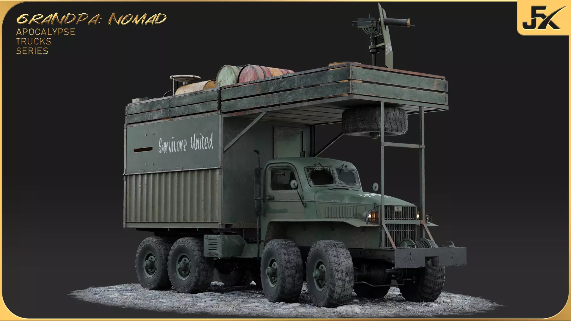 PBR-GrandPa Nomad-PostApocalyptic Truck Low-poly 3D model_6