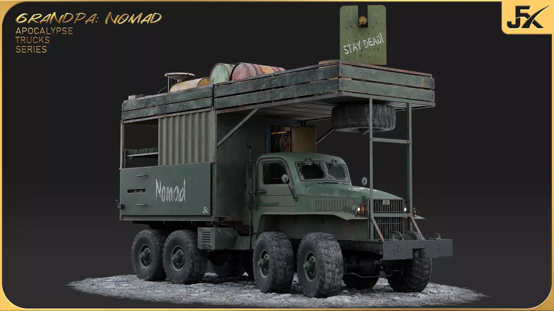 PBR-GrandPa Nomad-PostApocalyptic Truck Low-poly 3D model_7