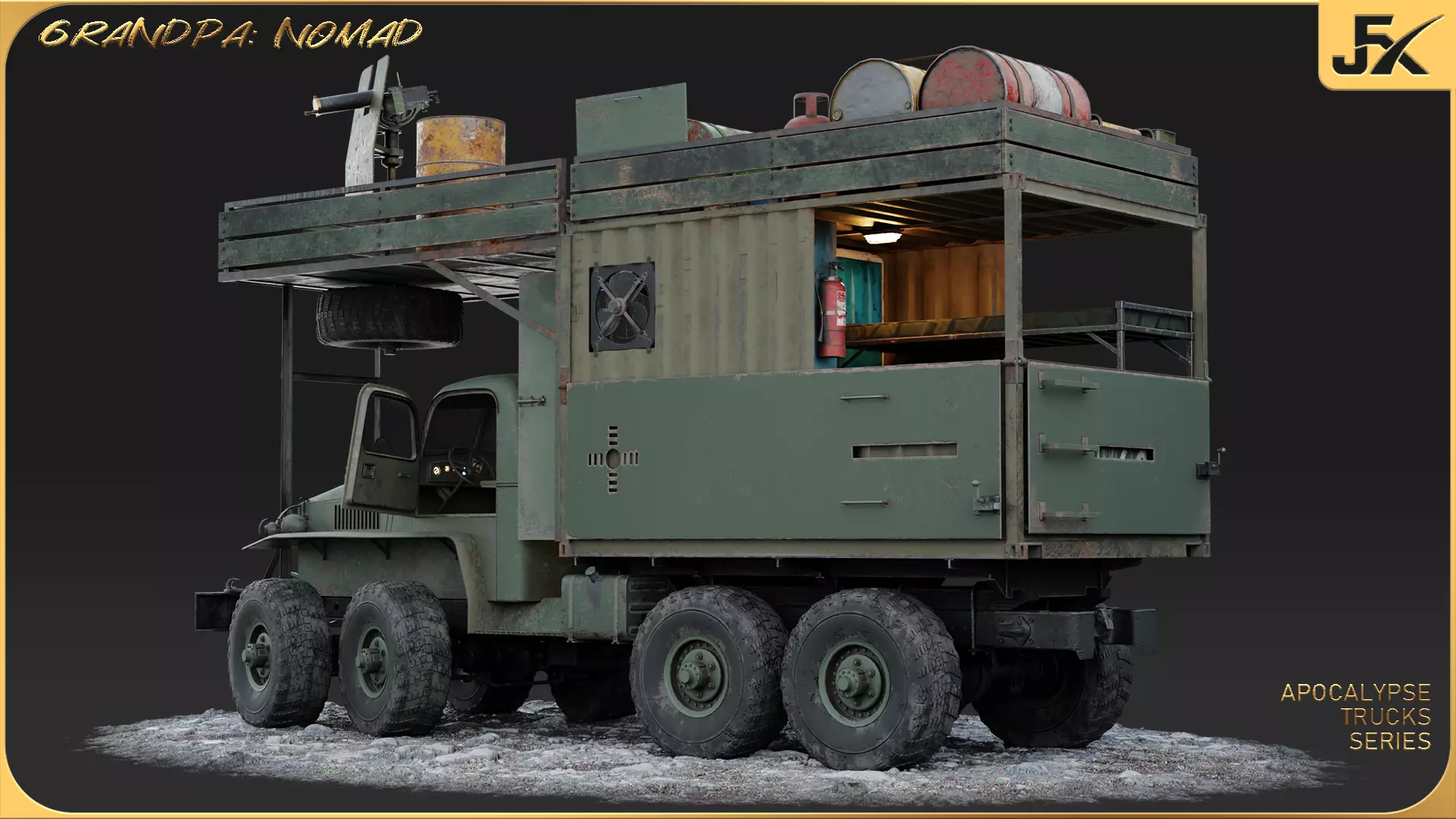 PBR-GrandPa Nomad-PostApocalyptic Truck Low-poly 3D model_11