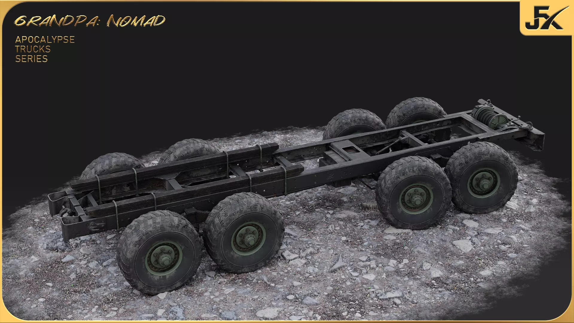 PBR-GrandPa Nomad-PostApocalyptic Truck Low-poly 3D model_14