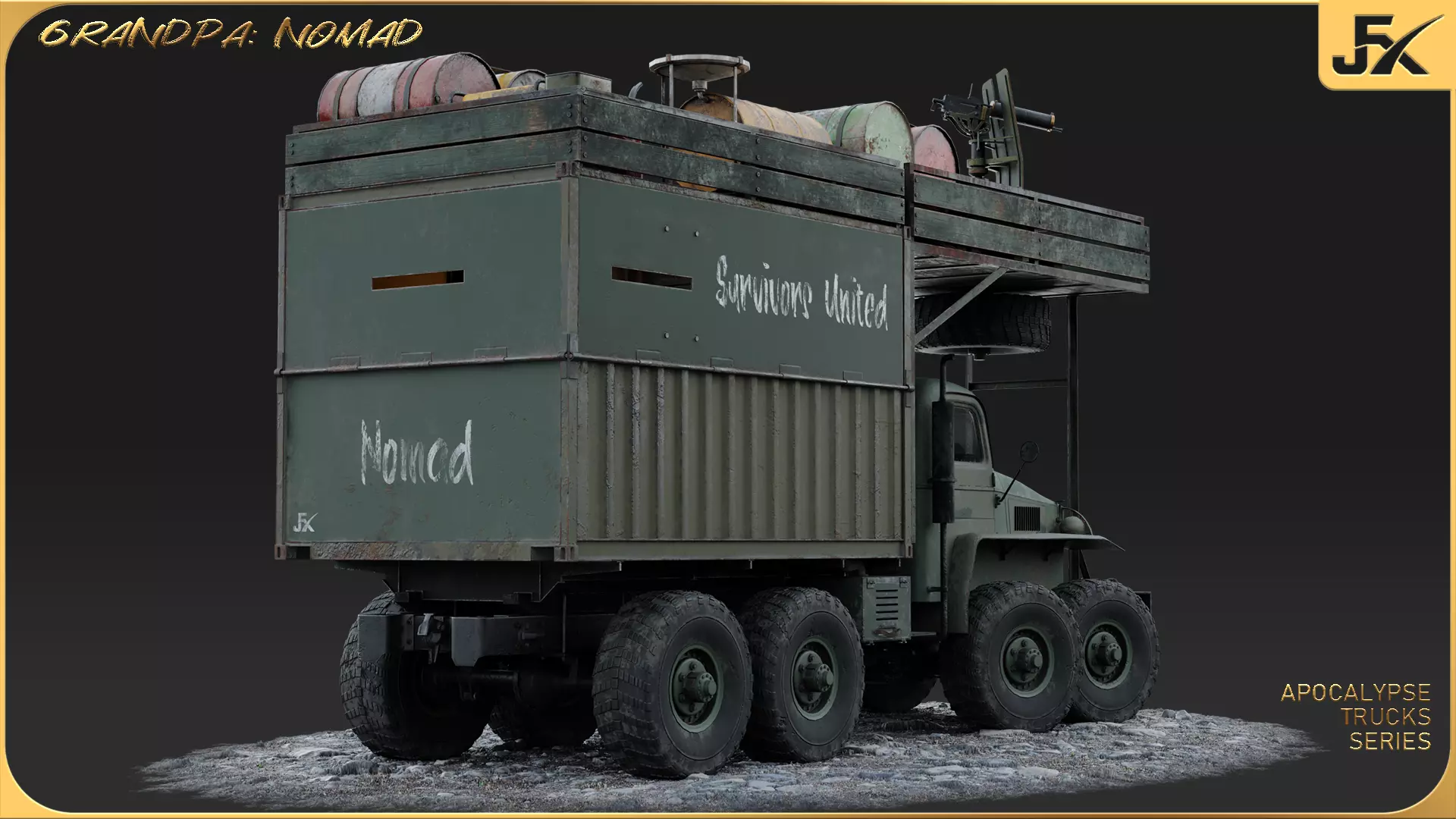 PBR-GrandPa Nomad-PostApocalyptic Truck Low-poly 3D model_8