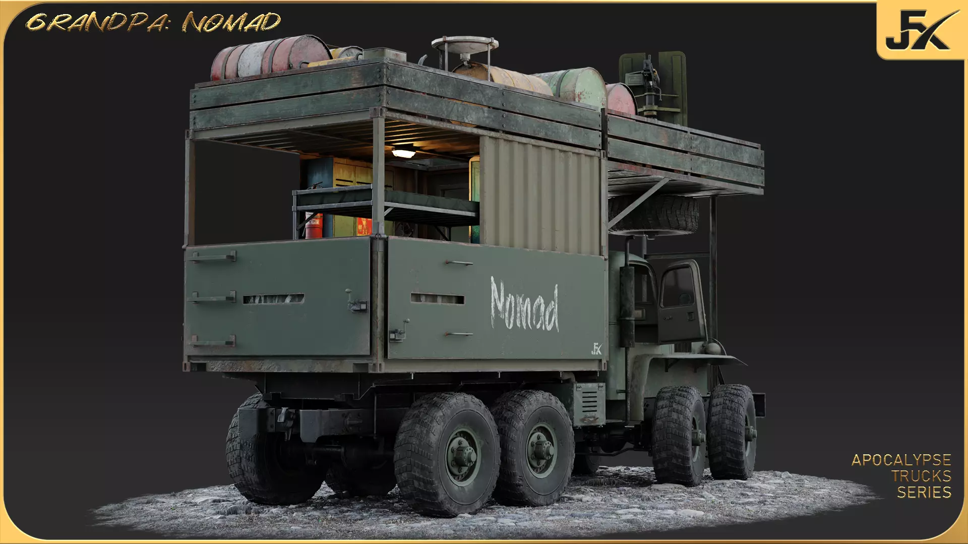 PBR-GrandPa Nomad-PostApocalyptic Truck Low-poly 3D model_9
