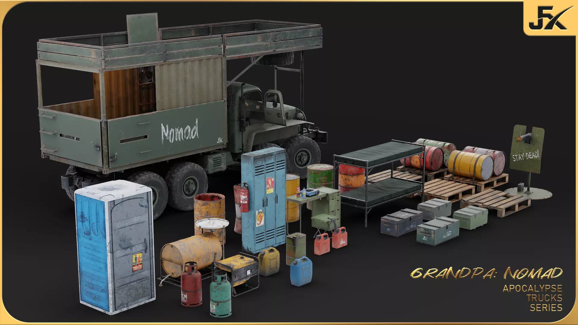 PBR-GrandPa Nomad-PostApocalyptic Truck Low-poly 3D model_20