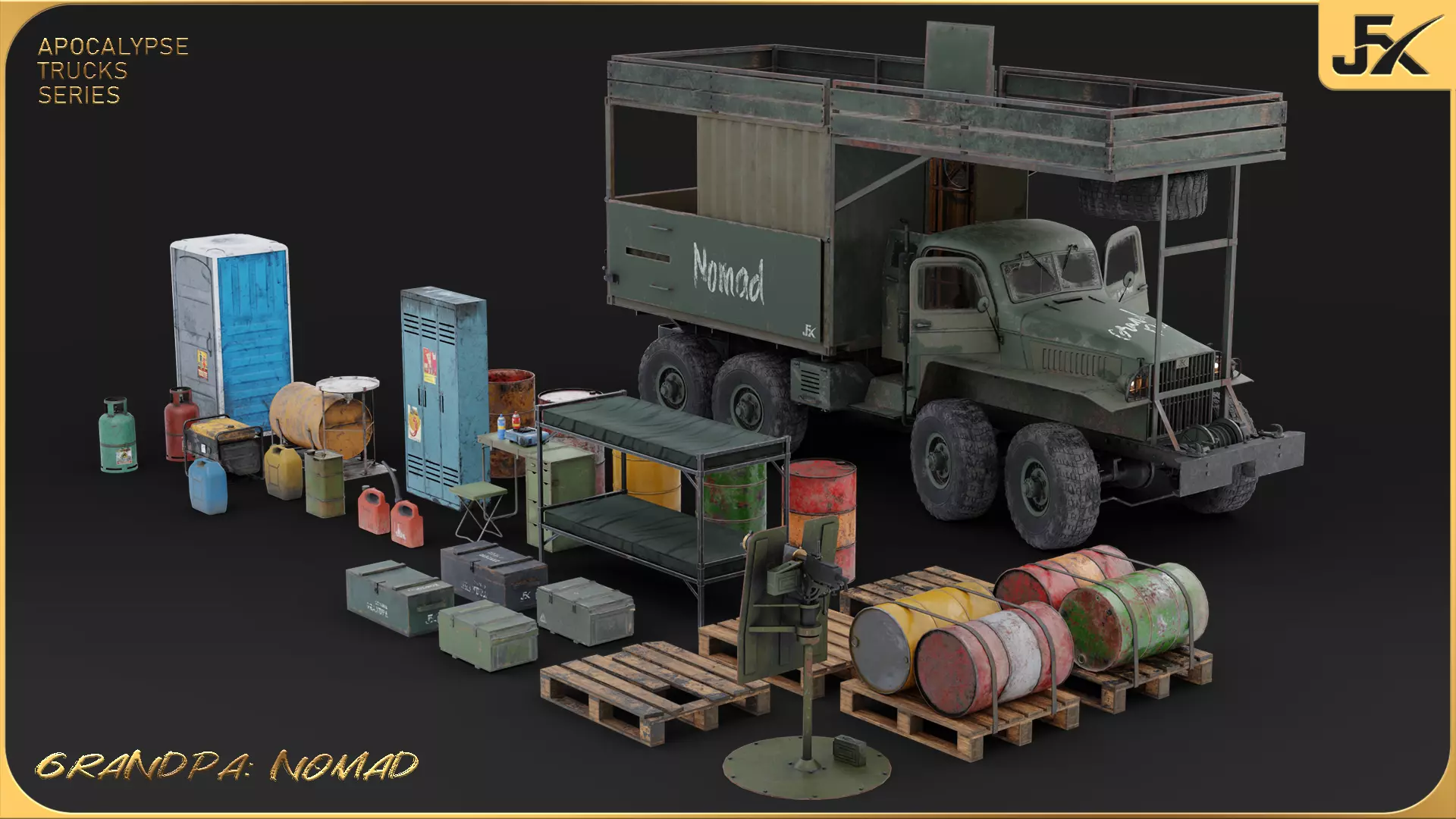 PBR-GrandPa Nomad-PostApocalyptic Truck Low-poly 3D model_19