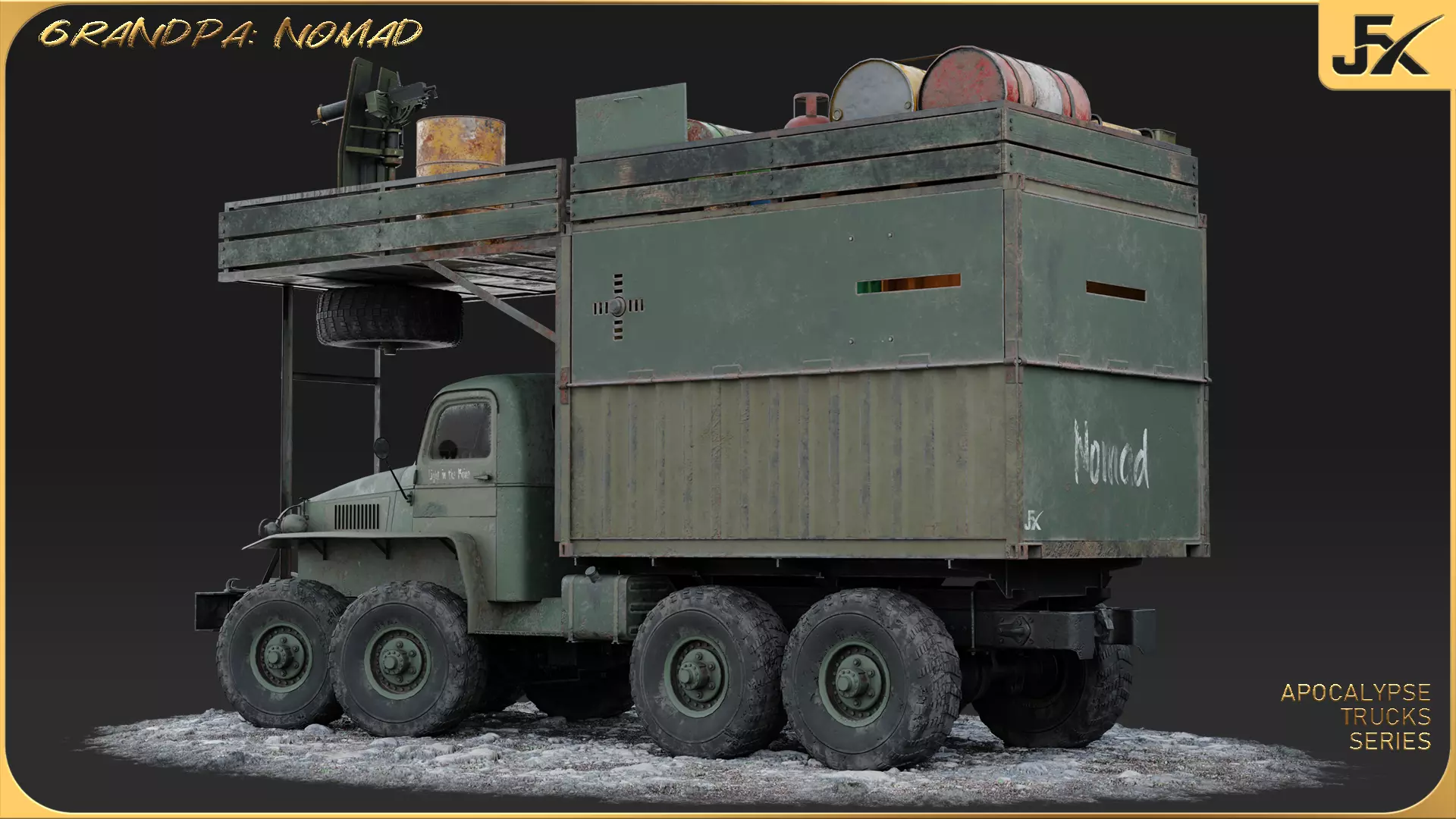 PBR-GrandPa Nomad-PostApocalyptic Truck Low-poly 3D model_10
