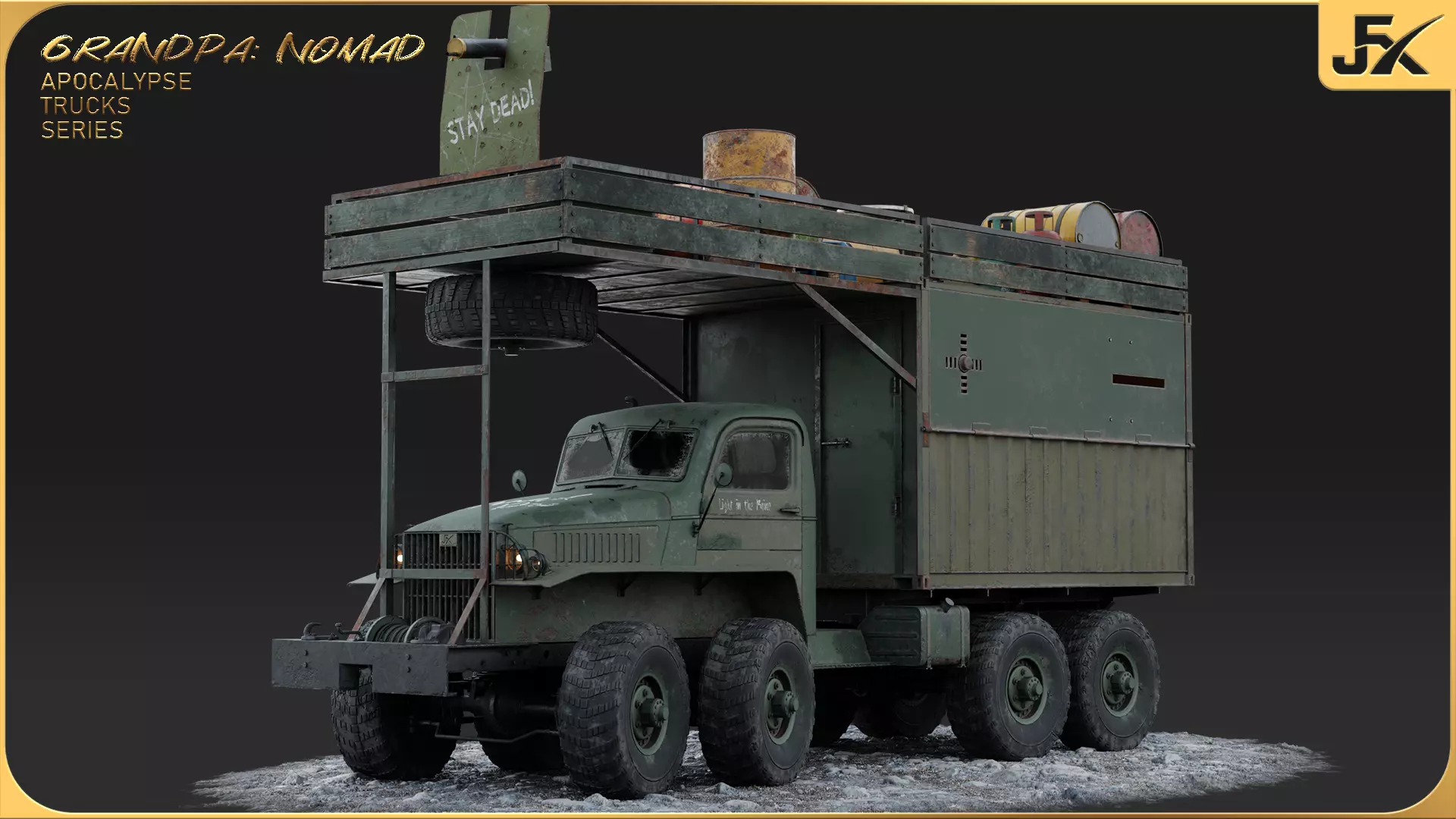 PBR-GrandPa Nomad-PostApocalyptic Truck Low-poly 3D model_0