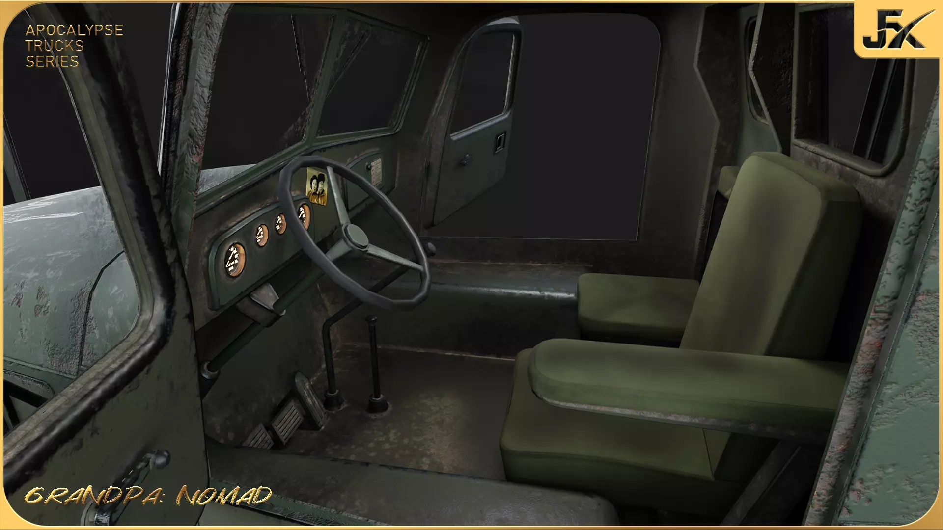 PBR-GrandPa Nomad-PostApocalyptic Truck Low-poly 3D model_12