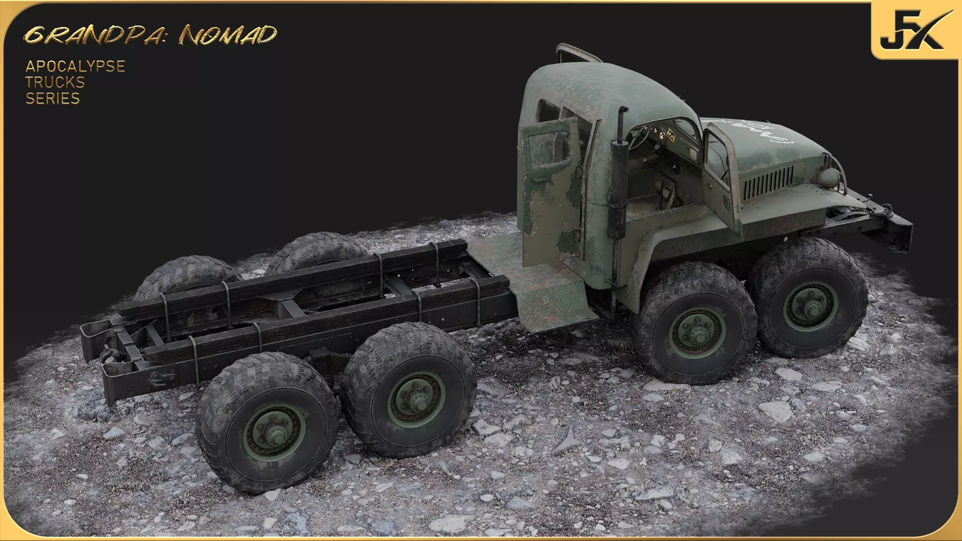 PBR-GrandPa Nomad-PostApocalyptic Truck Low-poly 3D model_13