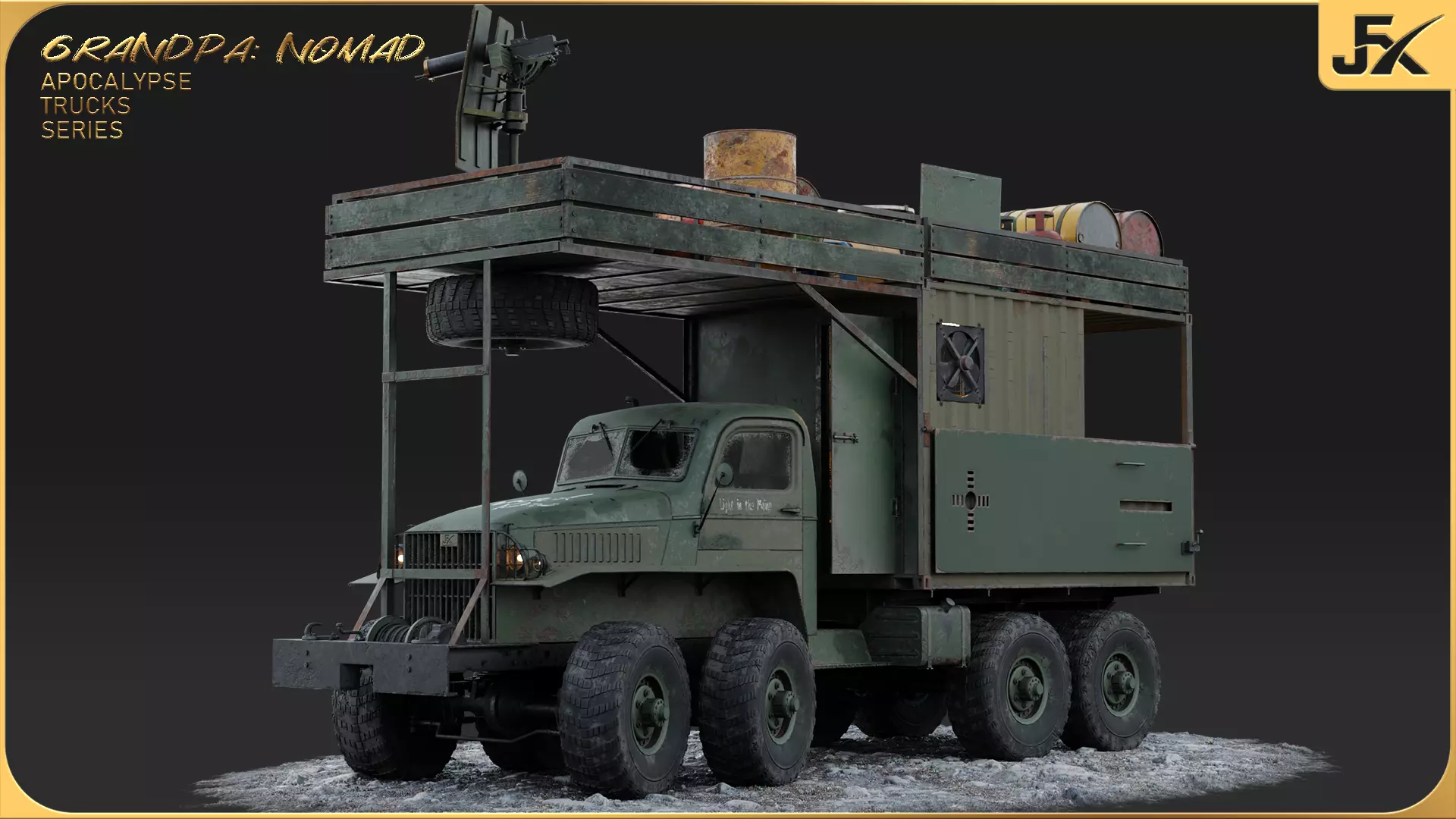 PBR-GrandPa Nomad-PostApocalyptic Truck Low-poly 3D model_5