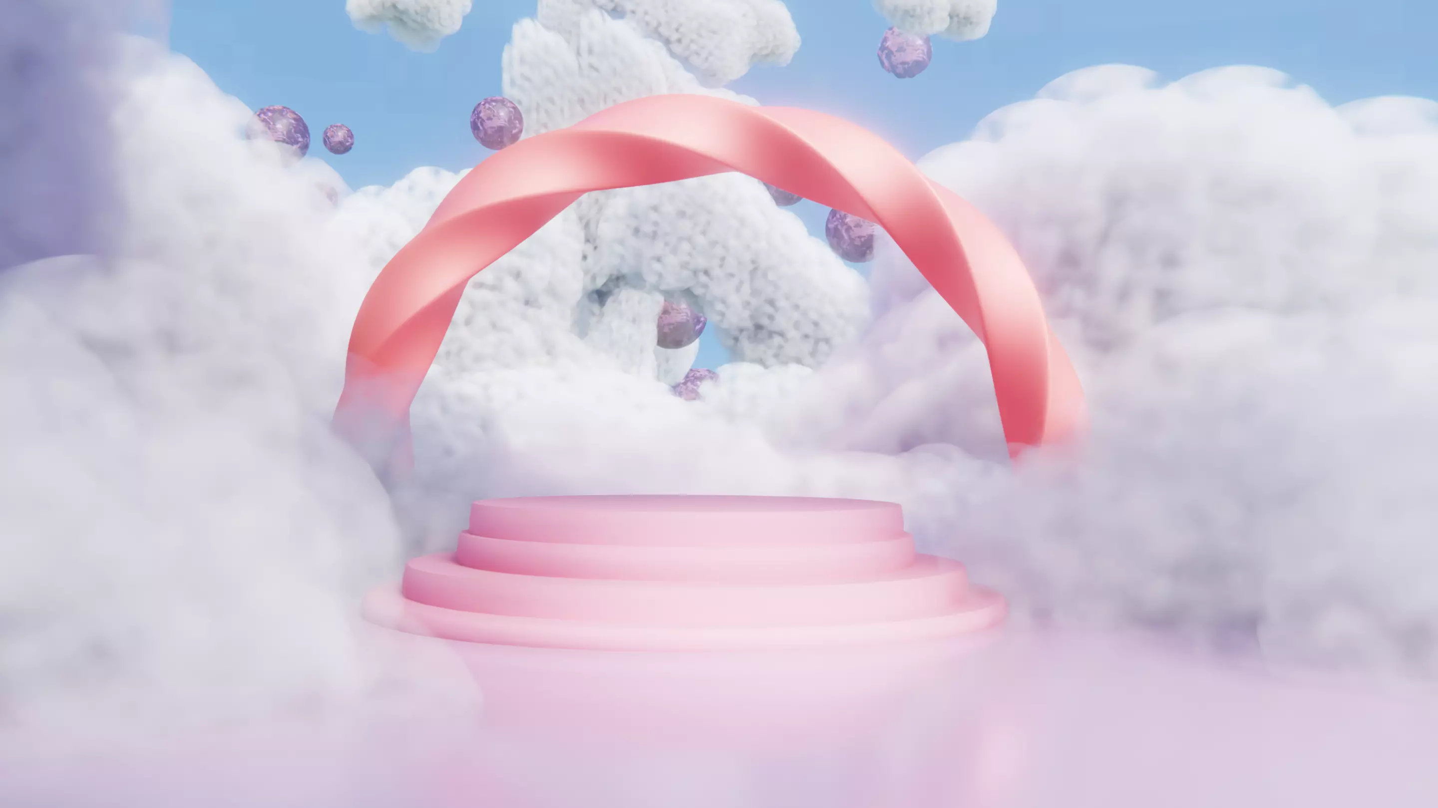 Dreamy Pink Portal  Stylized 3D Scene Blender FBX GLB  OBJ Low-poly 3D model_1