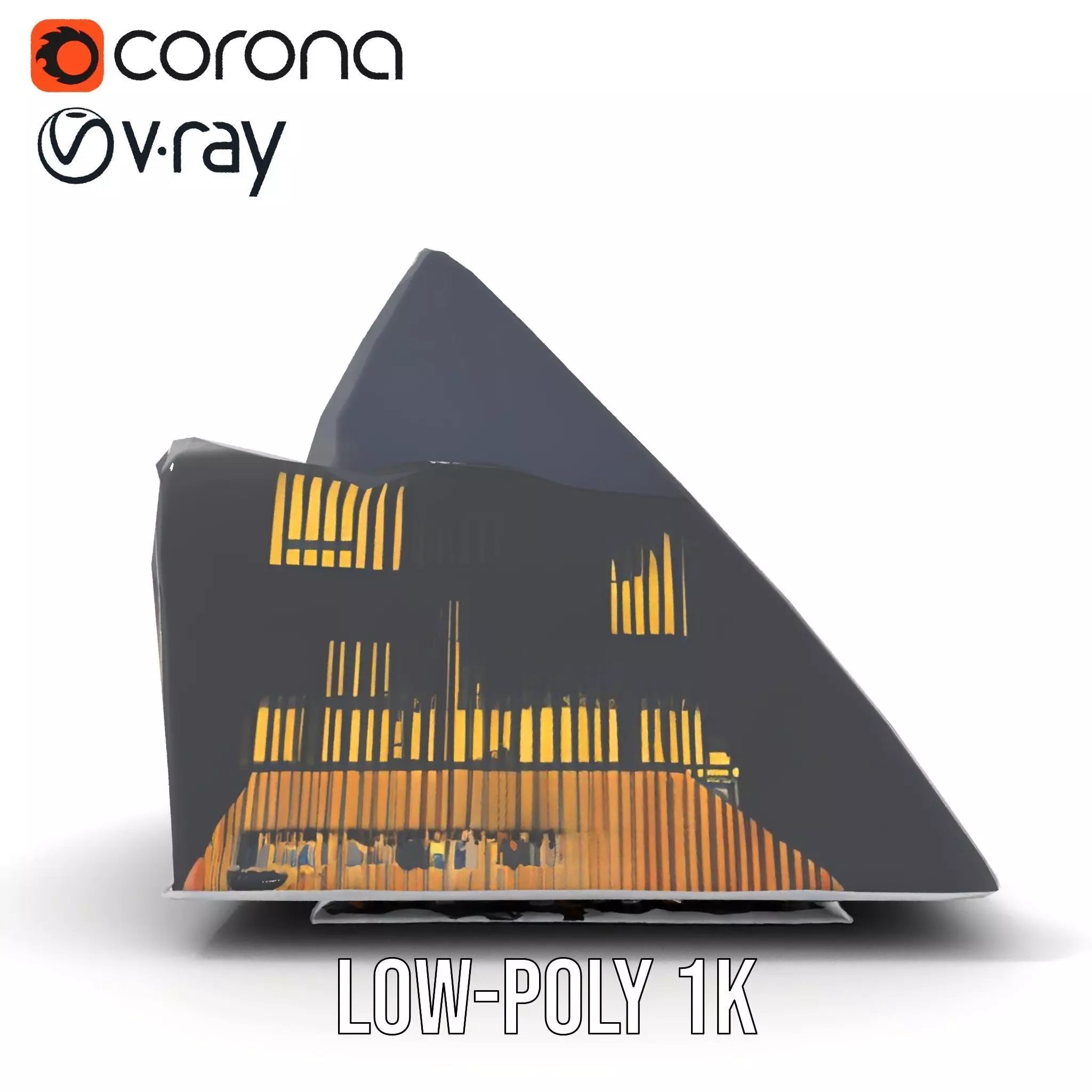 Futuristic Glass Building model pack Low-poly 3D model_22