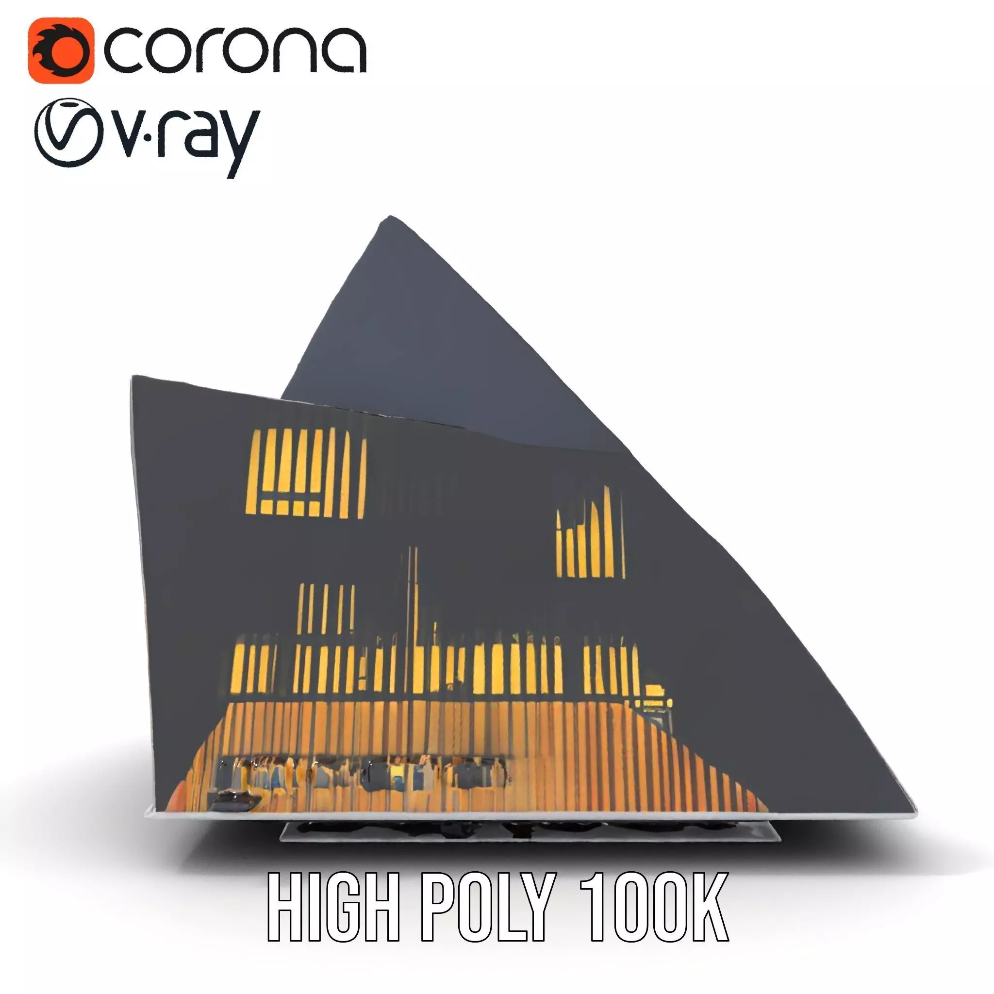 Futuristic Glass Building model pack Low-poly 3D model_17