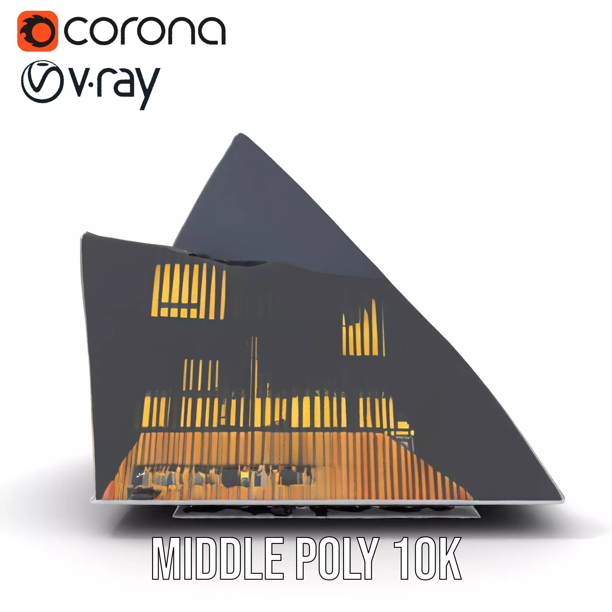 Futuristic Glass Building model pack Low-poly 3D model_5