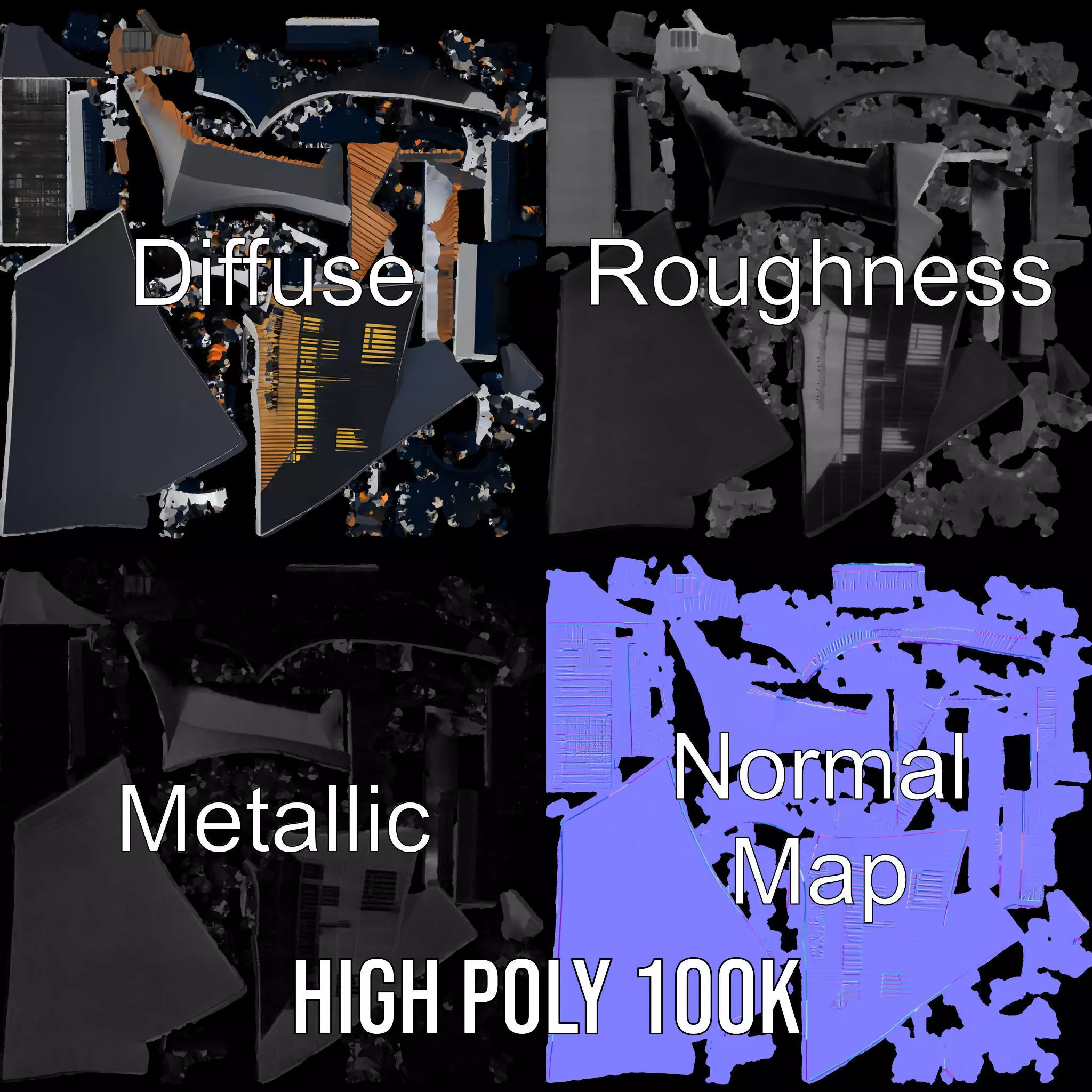 Futuristic Glass Building model pack Low-poly 3D model_3