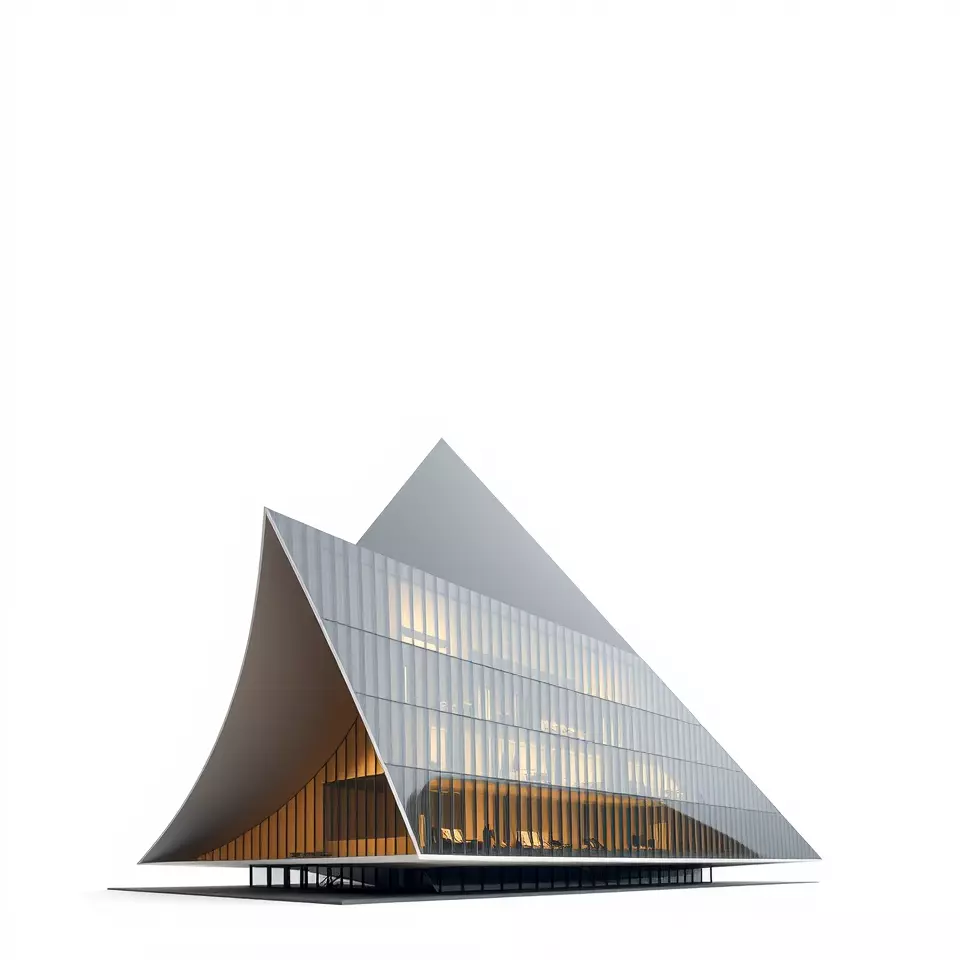 Futuristic Glass Building model pack Low-poly 3D model_2