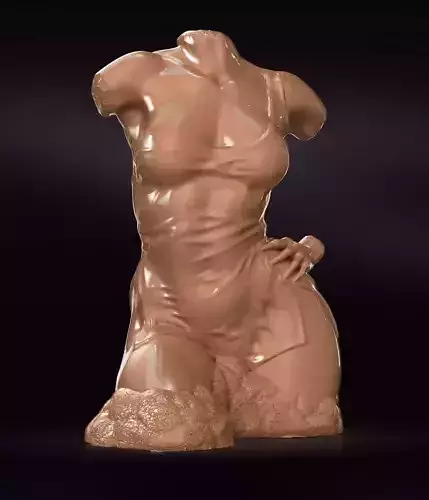 Female torso with a wet t-shirt printable STL for 3D printing