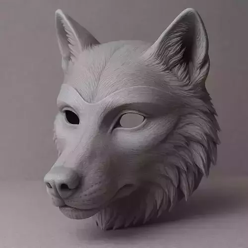 Realistic Wolf Mask 3D print model