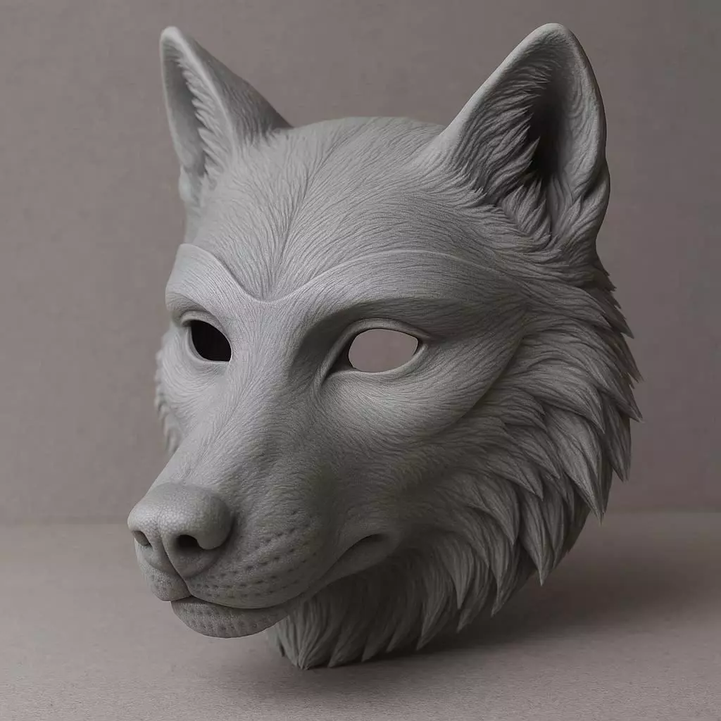 Realistic Wolf Mask 3D print model_0