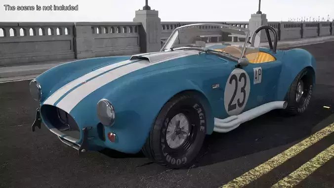 Shelby 427 Cobra Blue Yellow Rigged 3D model