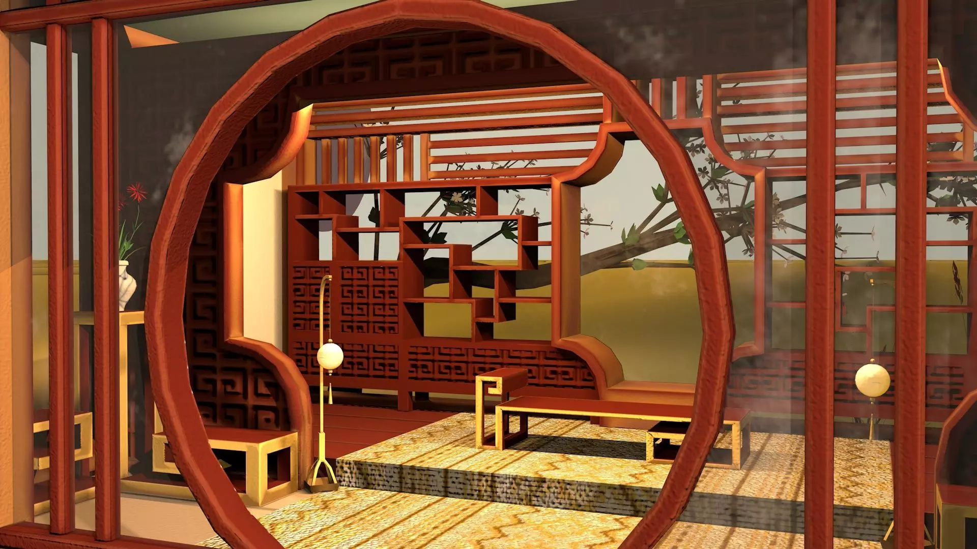 Stylized Chinese Pavilion Traditional Oriental Rest House Low-poly 3D model_6